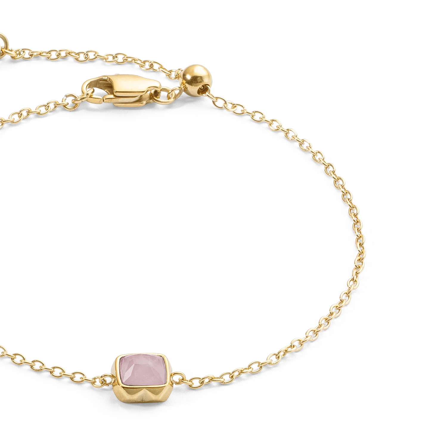 Birthstone October Bracelet Rose Quartz Gold - Image 2