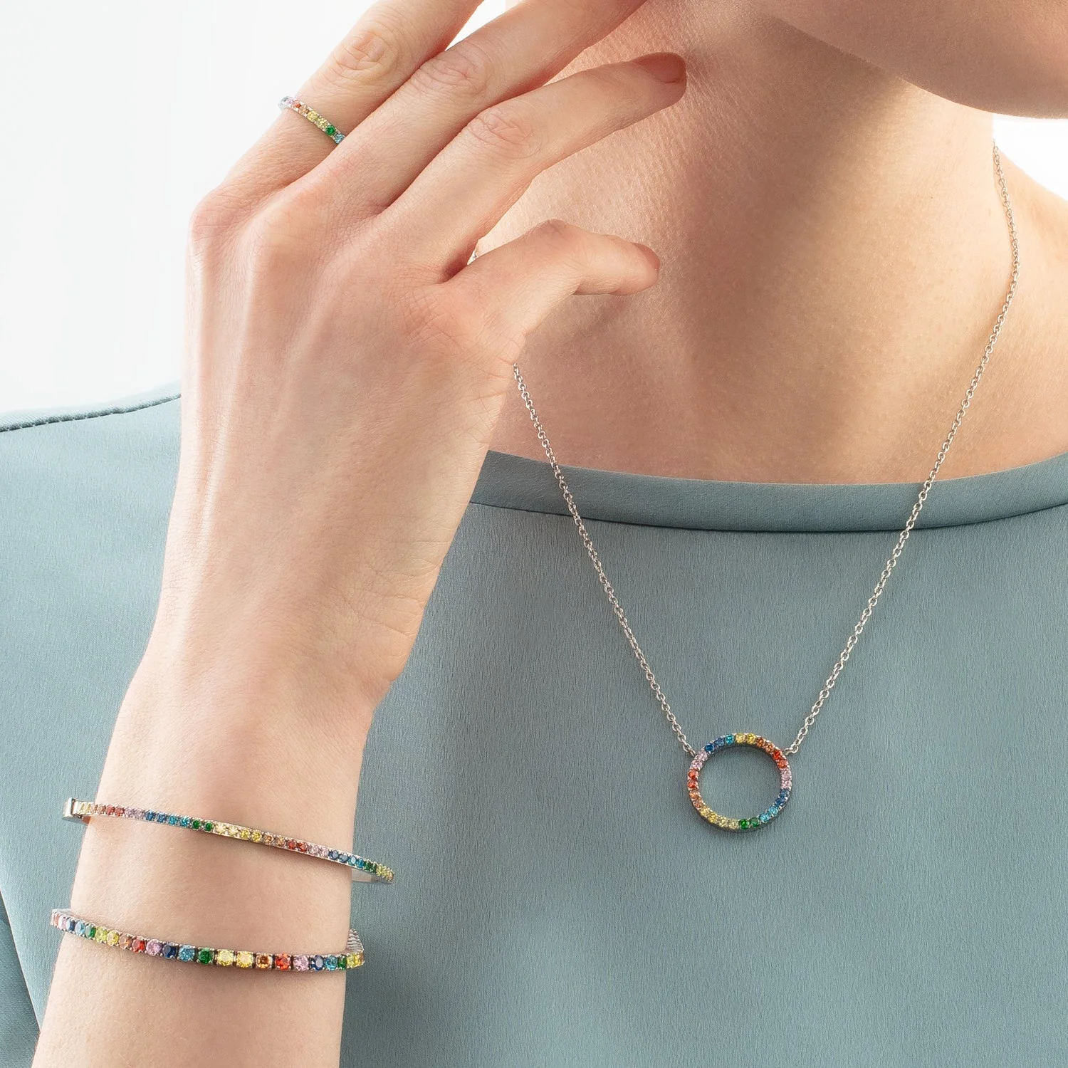 Necklace Sparkling Circle silver-multicolour - Image 4