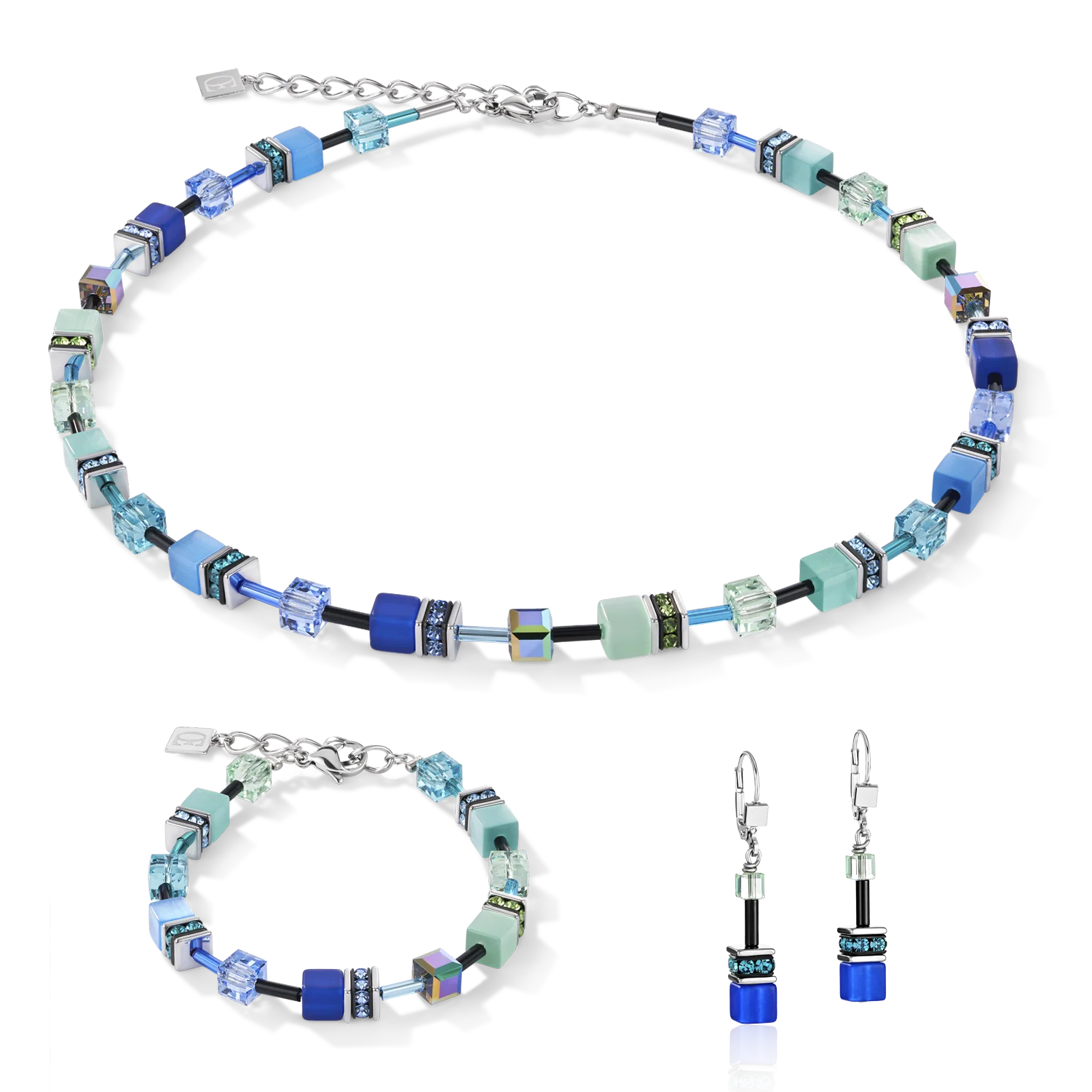 GeoCUBEĀ® Necklace blue-green - Image 3