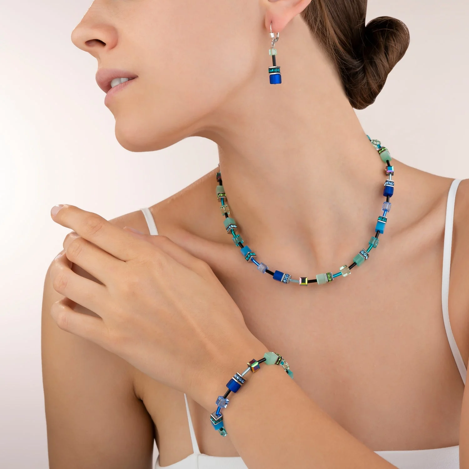 GeoCUBEĀ® Necklace blue-green - Image 4
