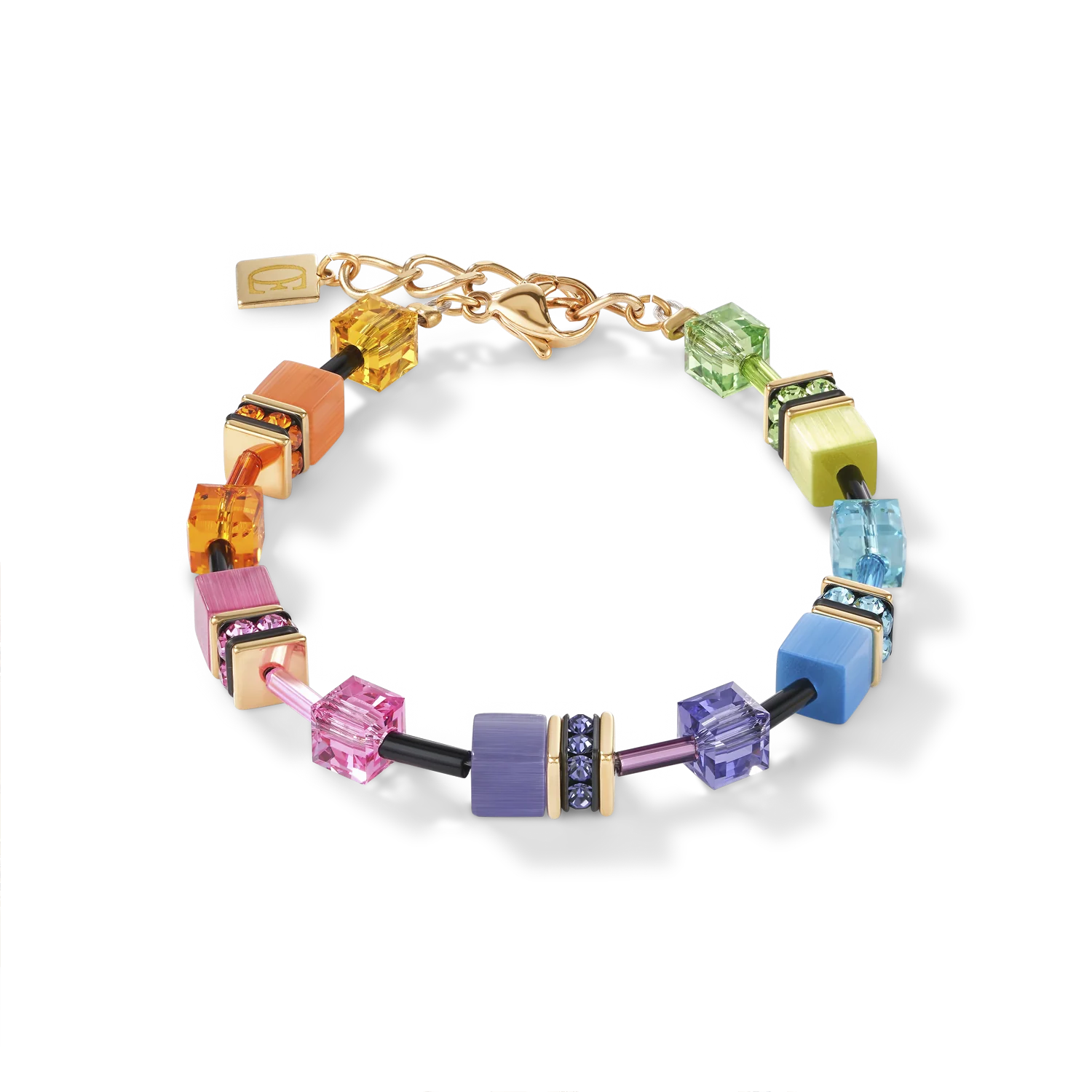 GeoCUBEĀ® Bracelet multicolour rainbow gold