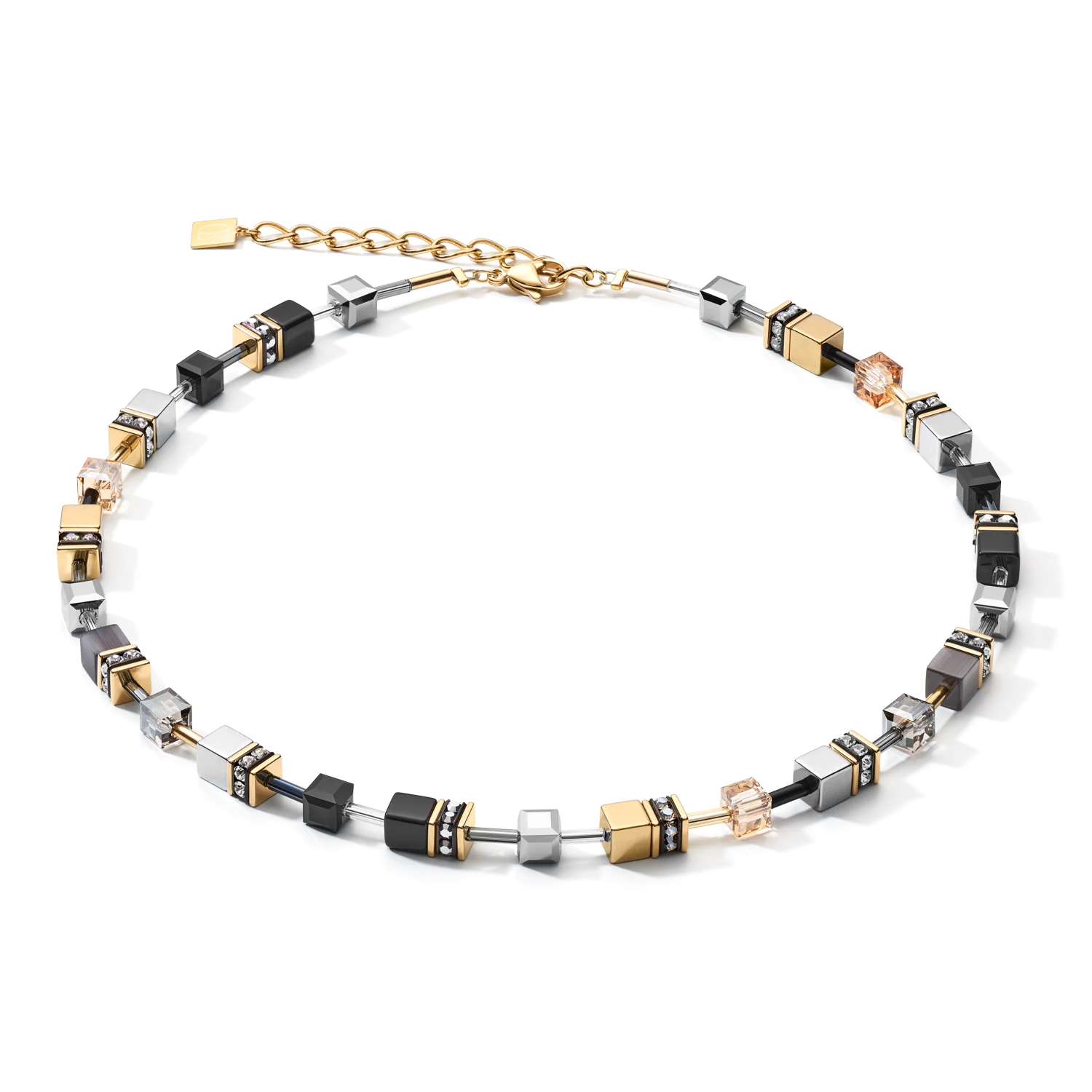 GEOCUBEĀ® Necklace grey-gold
