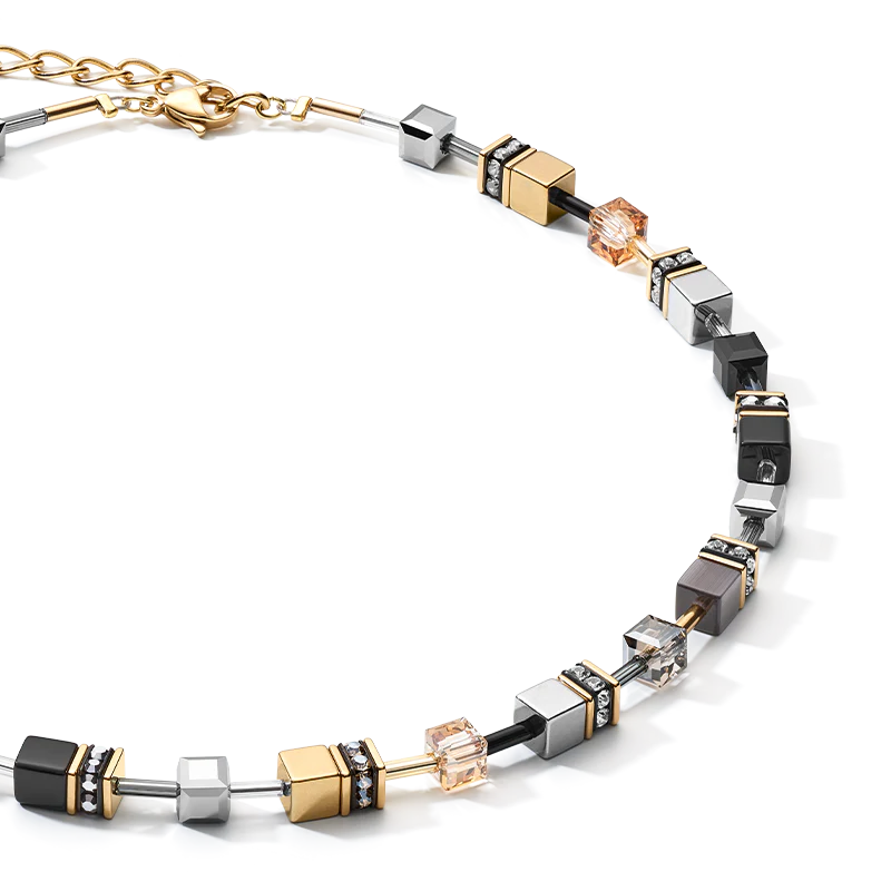 GEOCUBEĀ® Necklace grey-gold - Image 2
