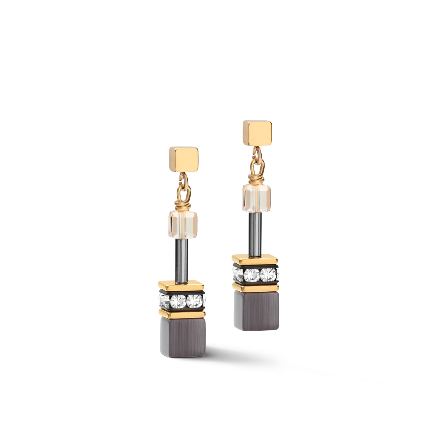 GEOCUBE® Earrings grey-gold