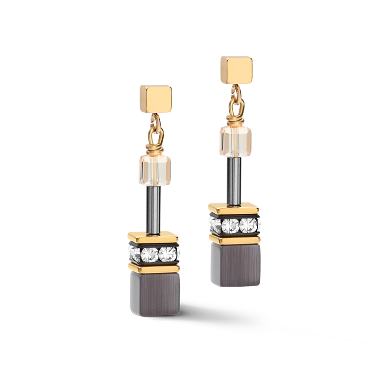 GEOCUBE® Earrings grey-gold - Image 2