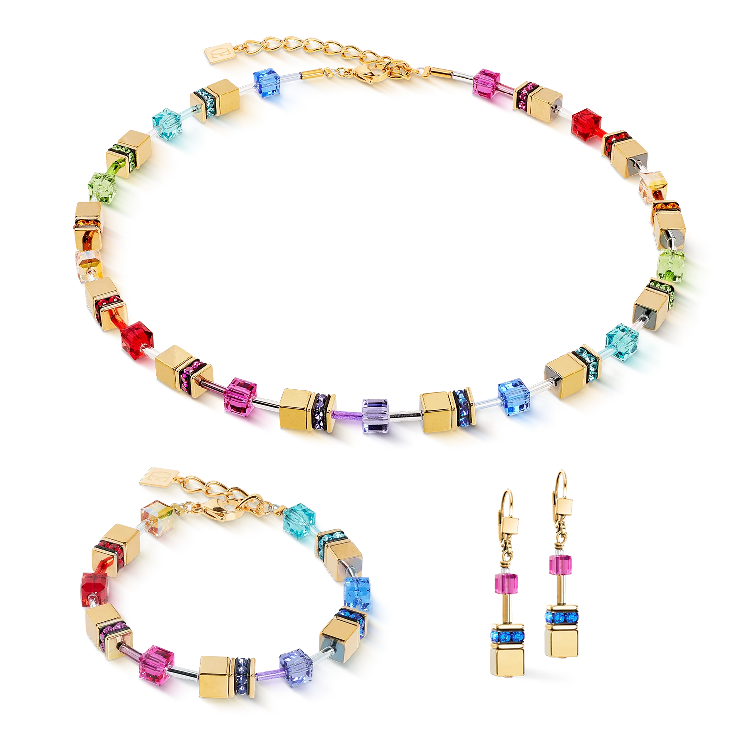 GeoCUBE® Iconic Metallic earrings Rainbow gold - Image 3