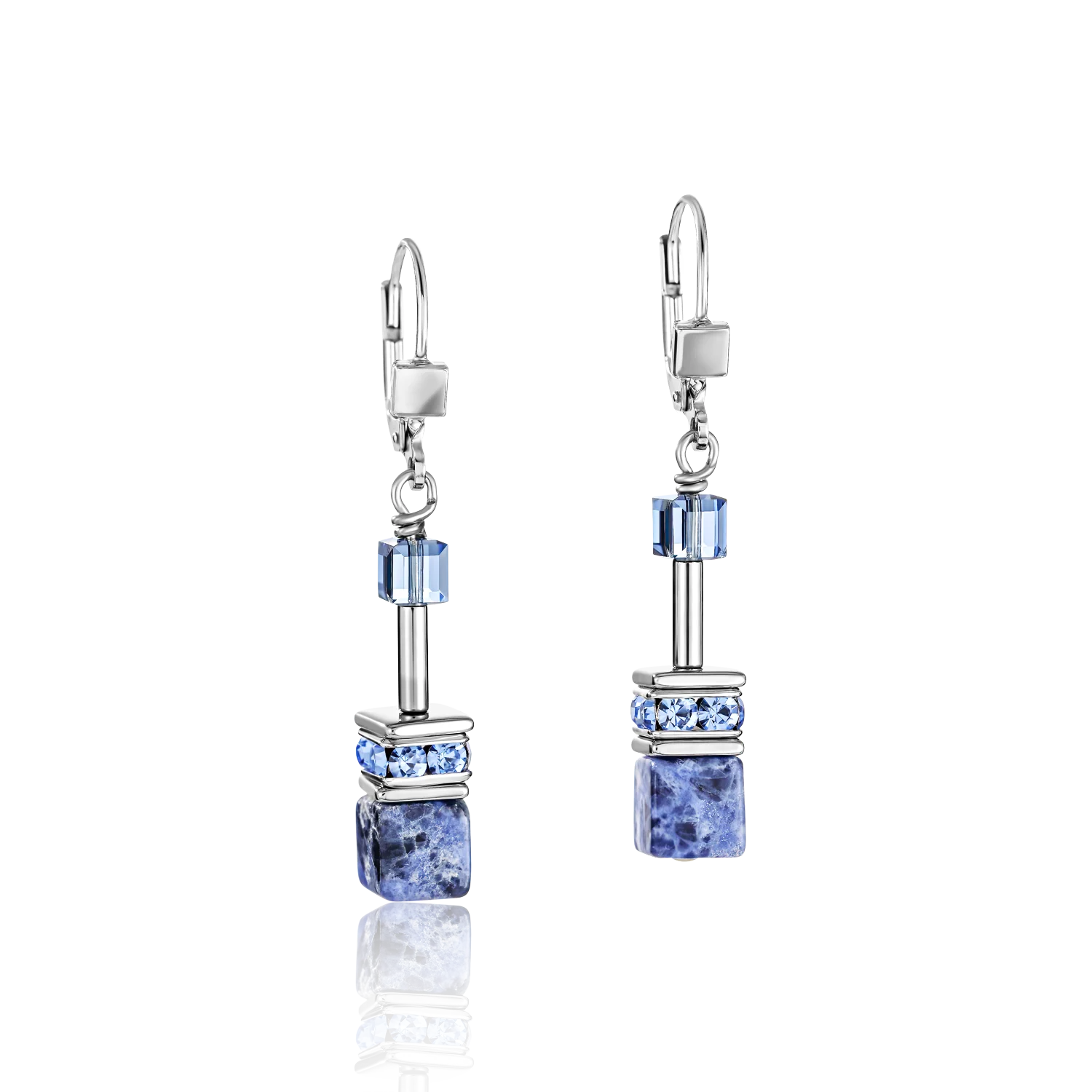 GeoCUBEĀ® Earrings sodalite & haematite blue