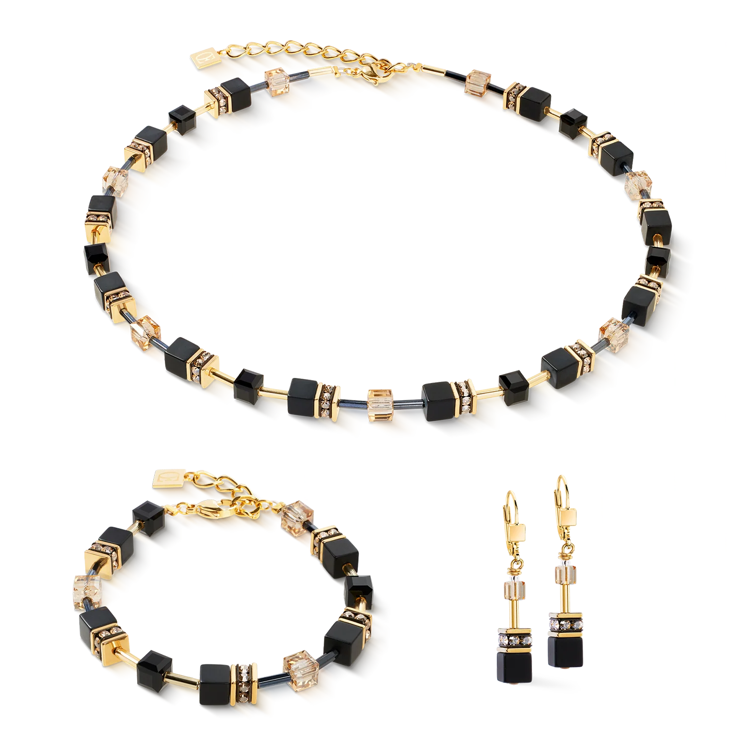 GeoCUBEĀ® necklace Onyx black-gold - Image 3
