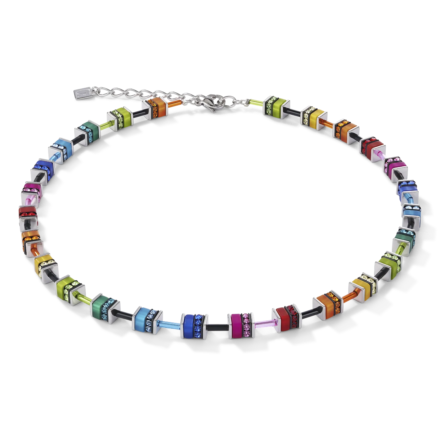 GeoCUBE® Necklace classic polaris & rhinestone multicolour