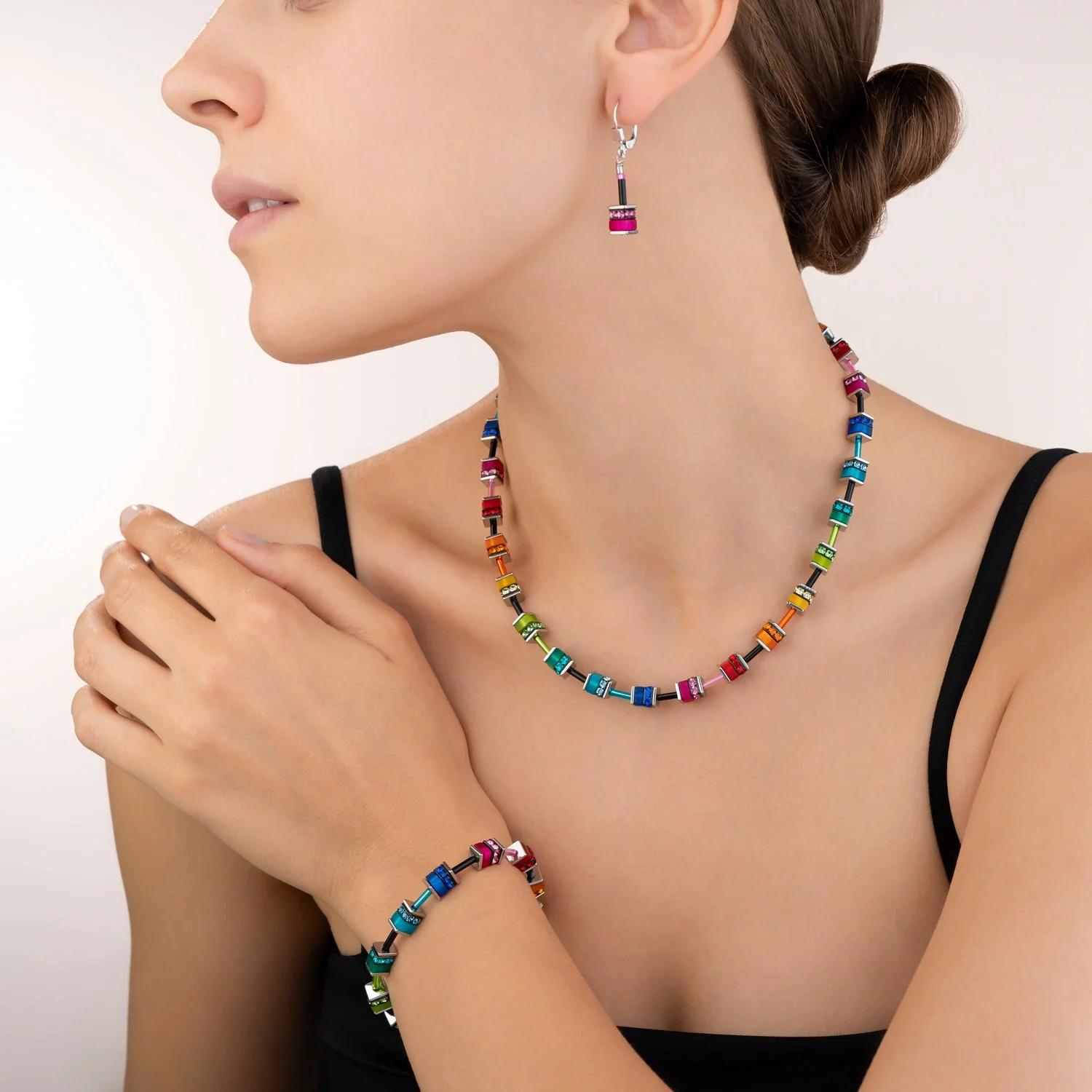 GeoCUBE® Necklace classic polaris & rhinestone multicolour - Image 4