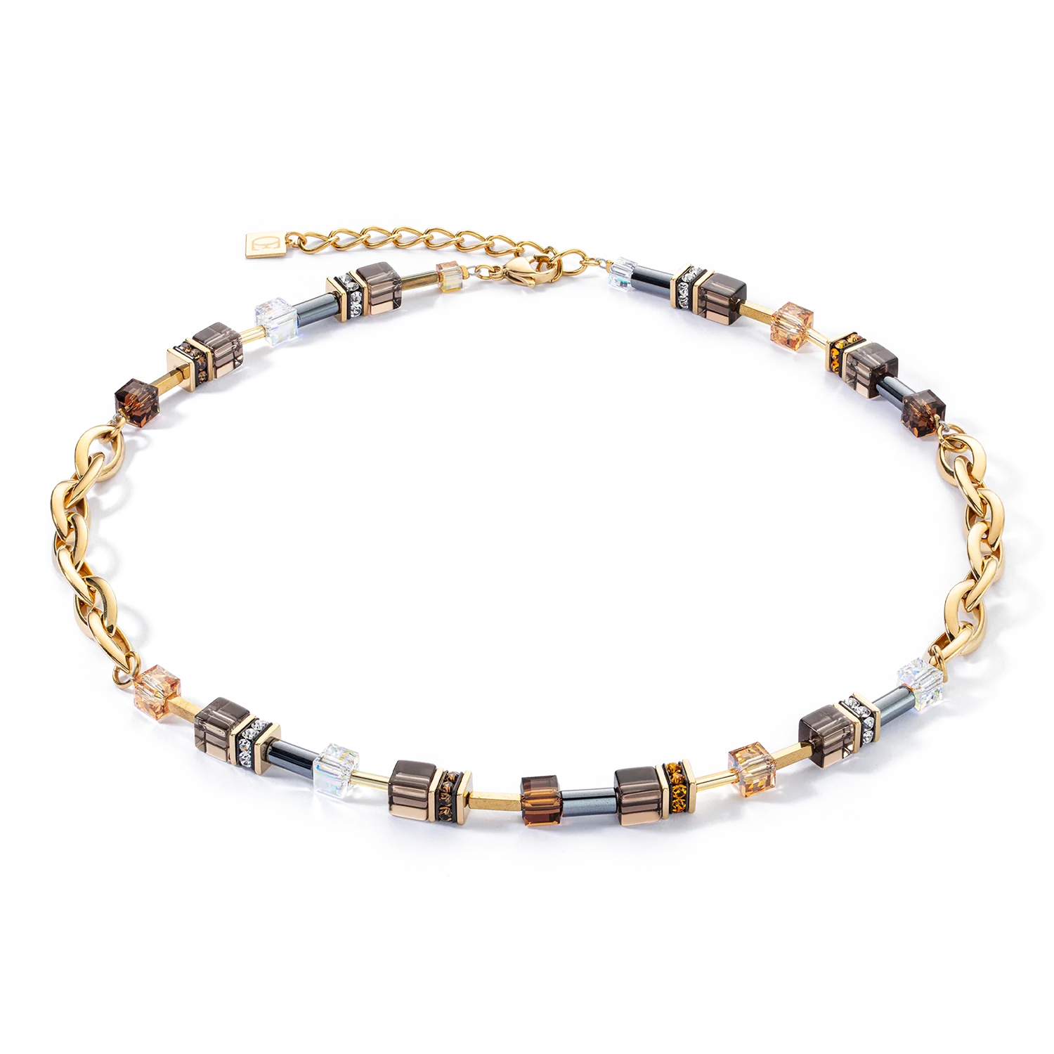 GeoCUBE® Chunky Chain necklace gold-brown