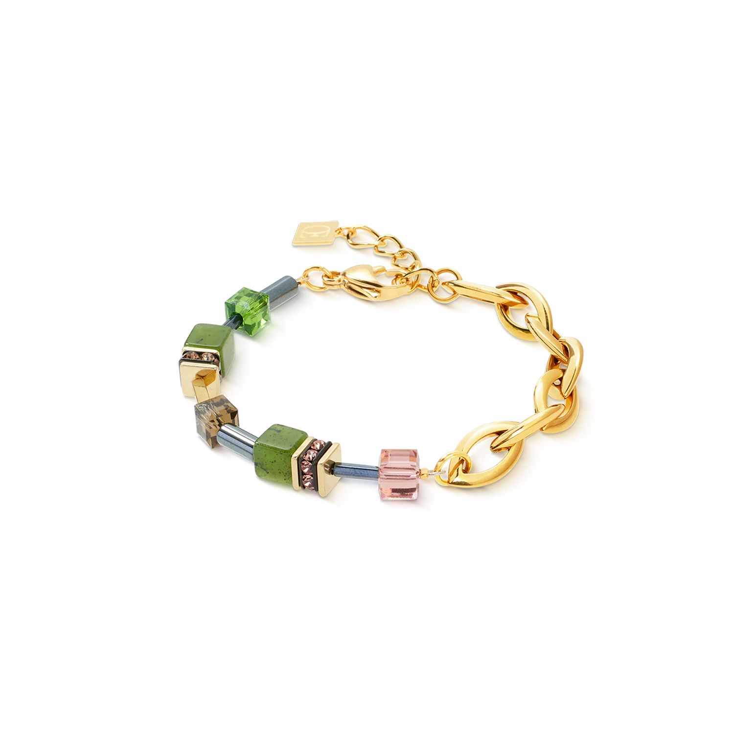 GeoCUBEĀ® Chunky Chain bracelet gold-green