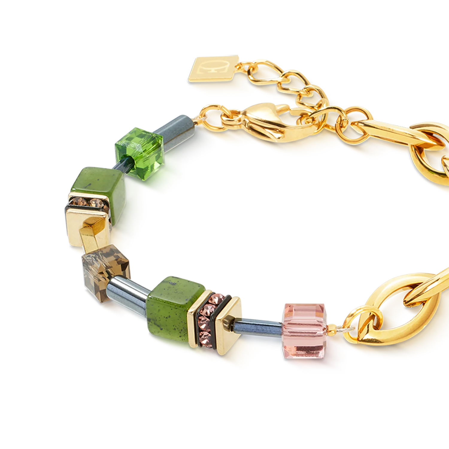 GeoCUBEĀ® Chunky Chain bracelet gold-green - Image 2