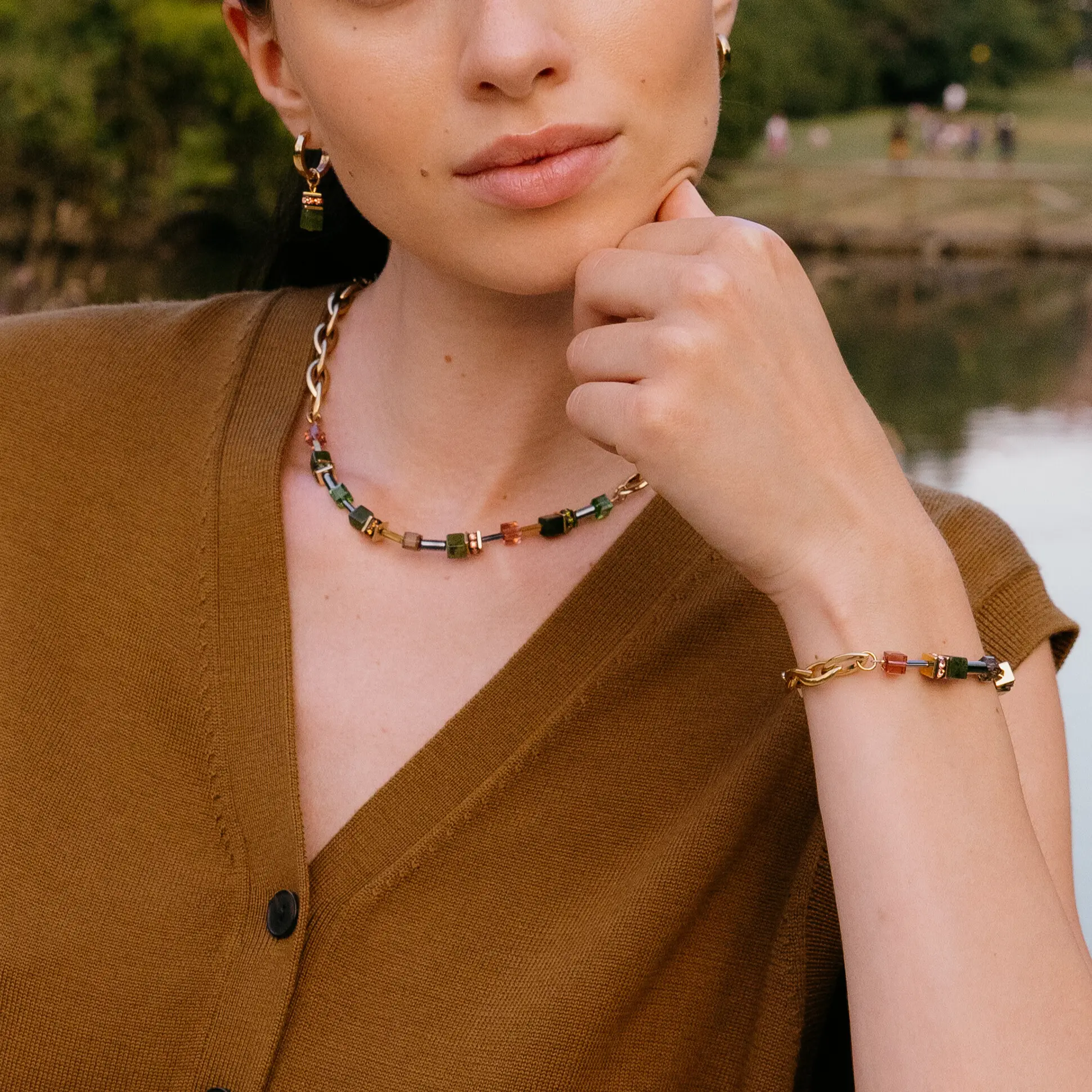 GeoCUBEĀ® Chunky Chain bracelet gold-green - Image 4