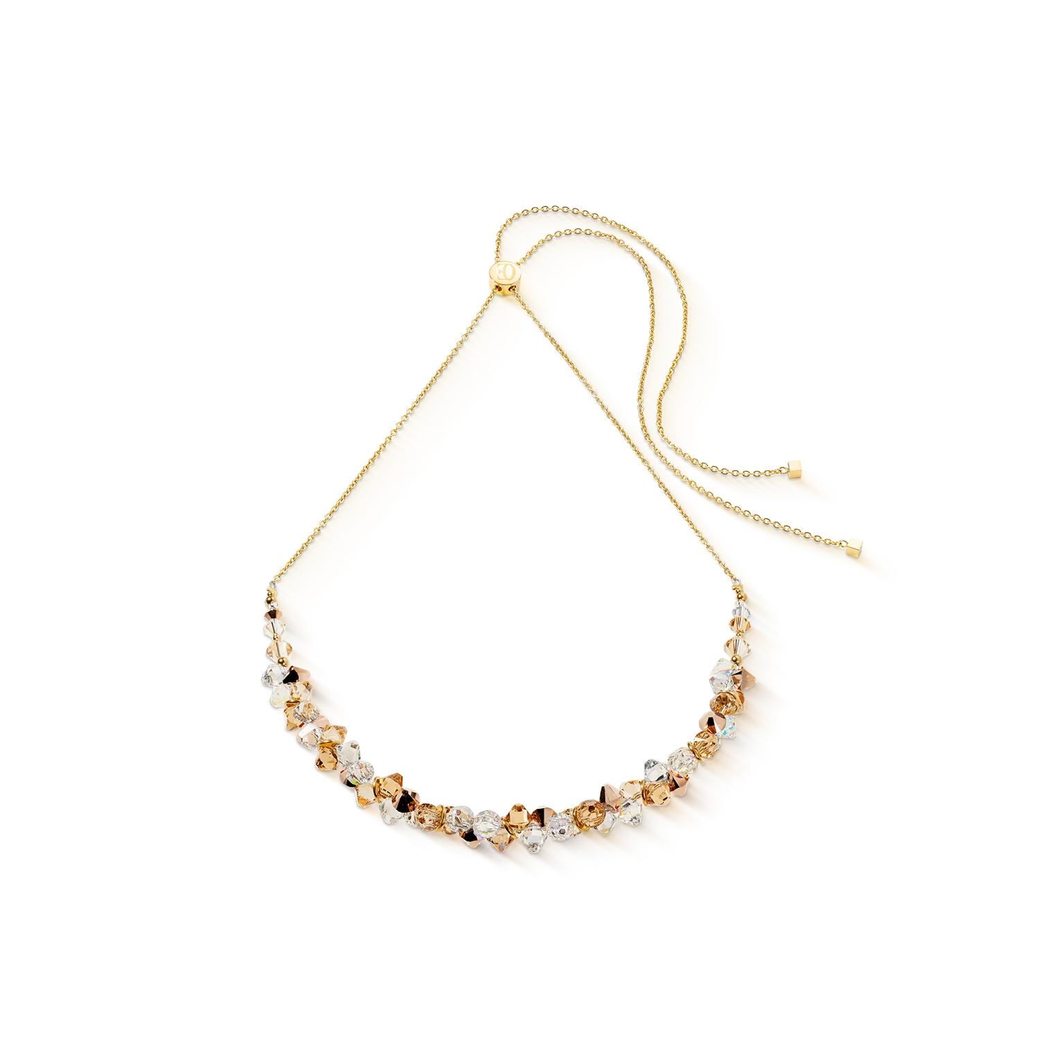 Dancing Crystals necklace gold-beige