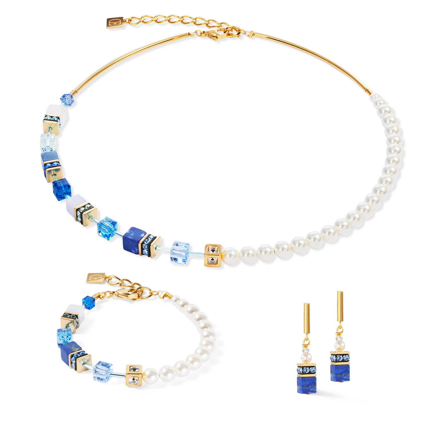 GeoCUBEĀ® Precious Fusion Pearls earrings blue - Image 3