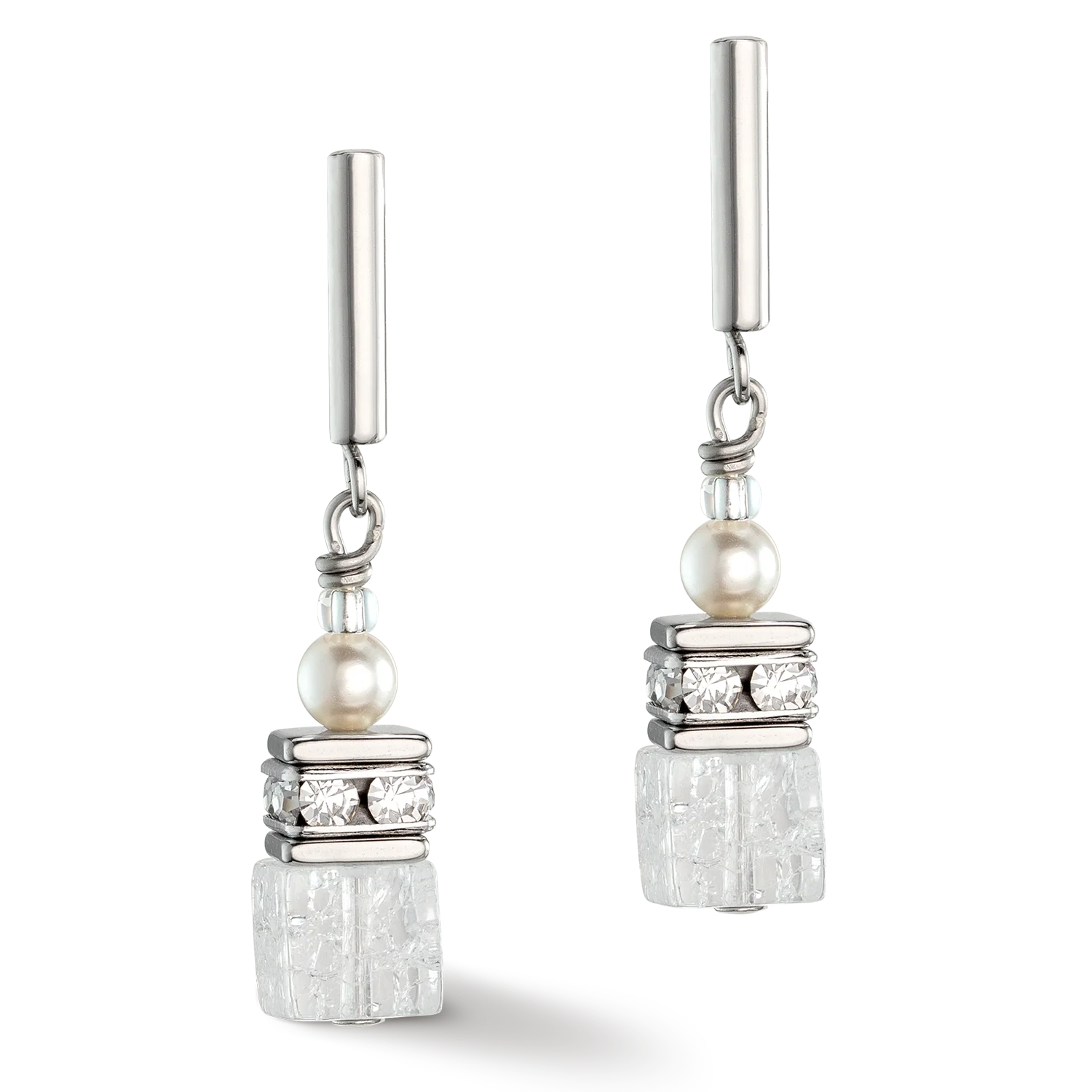 GeoCUBEĀ® Precious Fusion Pearls earrings white - Image 2
