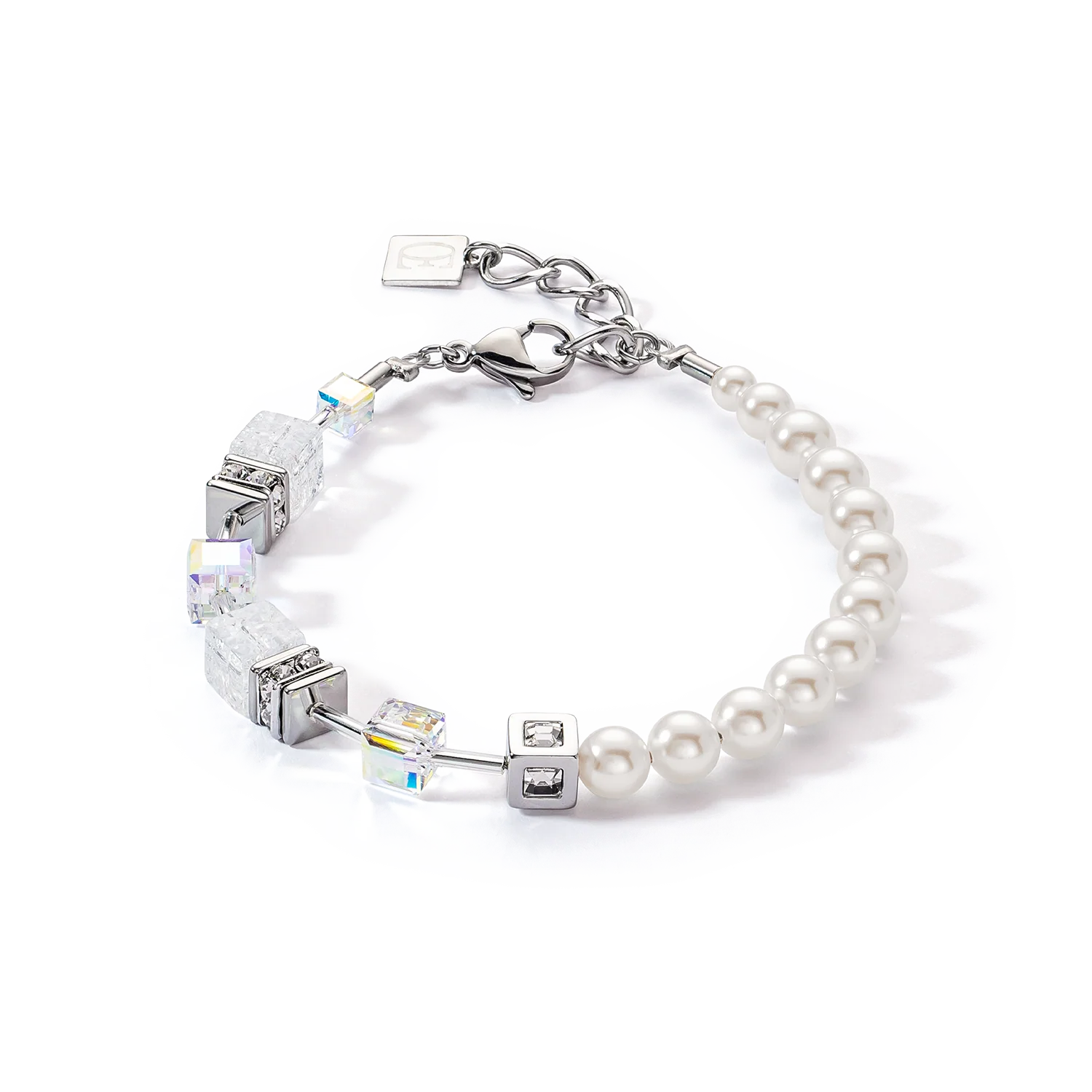 GeoCUBEĀ® Precious Fusion Pearls bracelet white