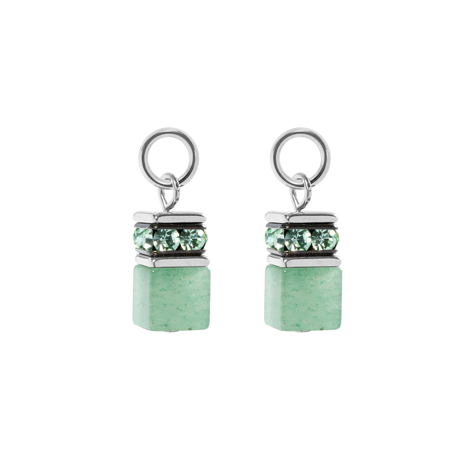 EAR ME UP Charm GeoCUBEĀ® silver-light green - Image 2