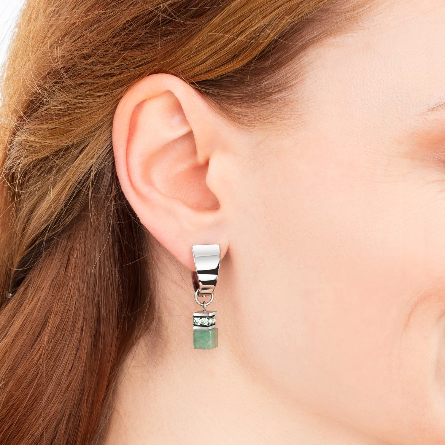 EAR ME UP Charm GeoCUBEĀ® silver-light green - Image 3