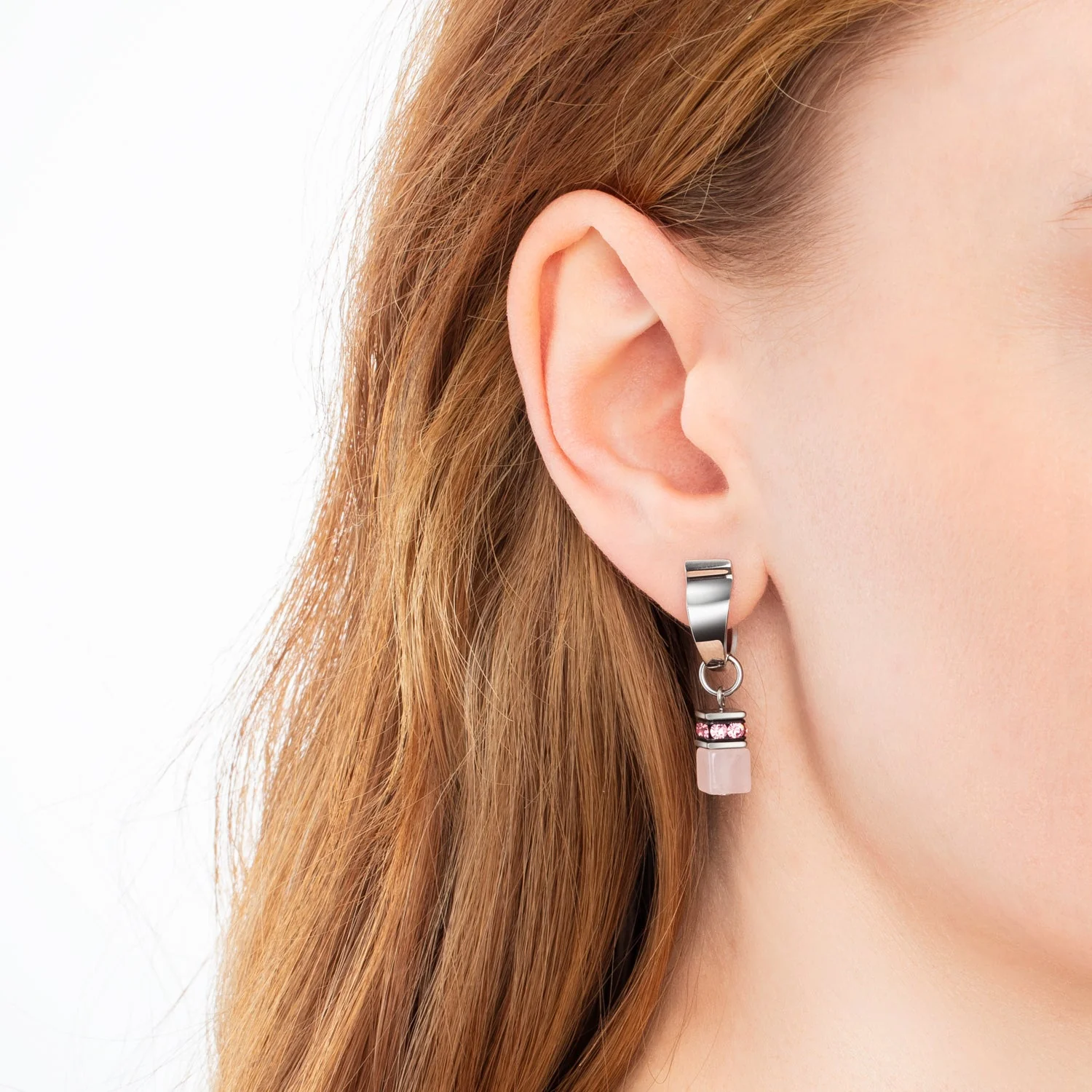 EAR ME UP Charm GeoCUBEĀ® silver-pink - Image 3