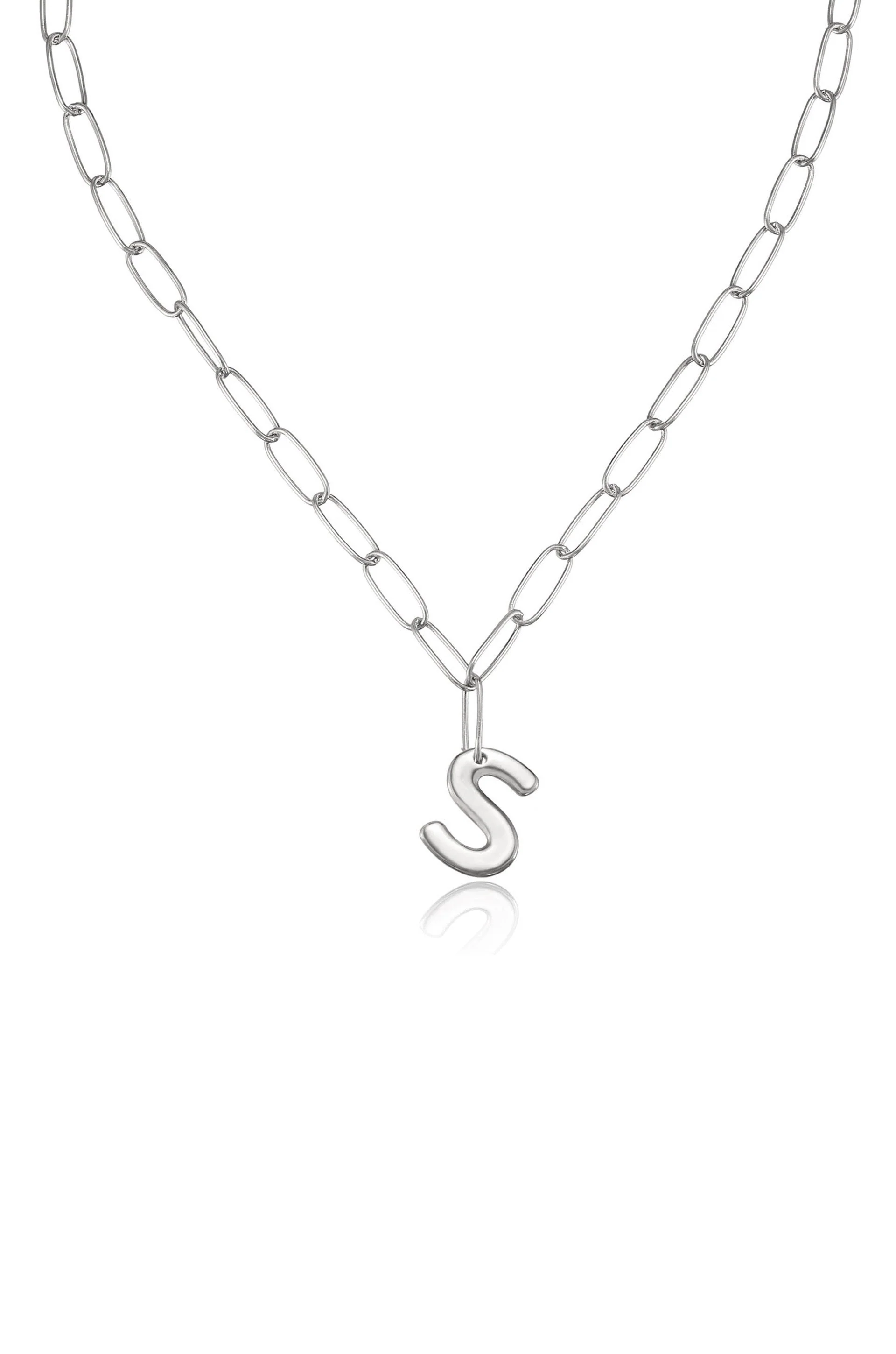 Paperclip Link Initial Necklace - Image 44