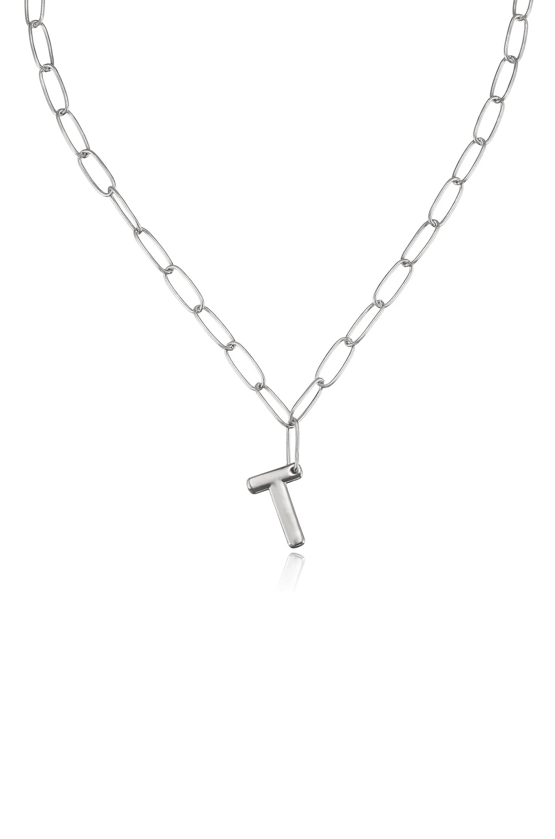 Paperclip Link Initial Necklace - Image 45