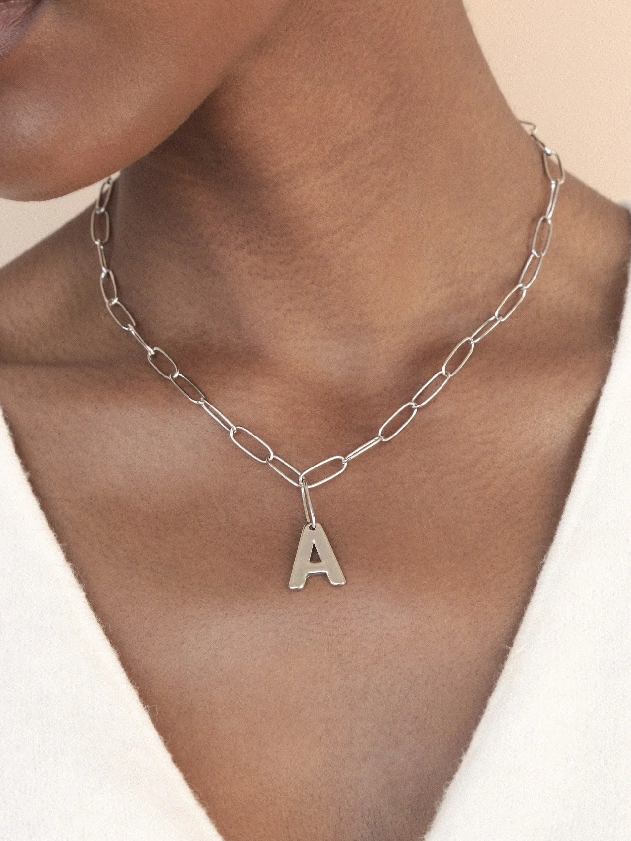 Paperclip Link Initial Necklace - Image 6