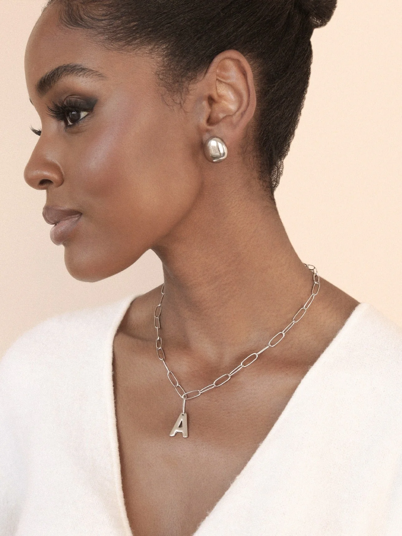 Paperclip Link Initial Necklace - Image 7