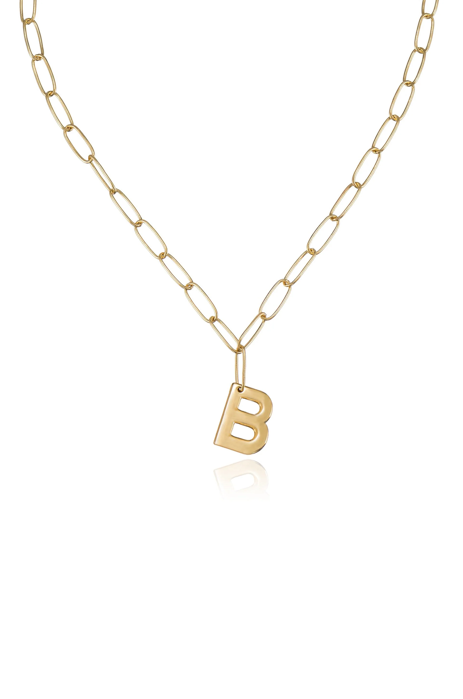 Paperclip Link Initial Necklace - Image 9