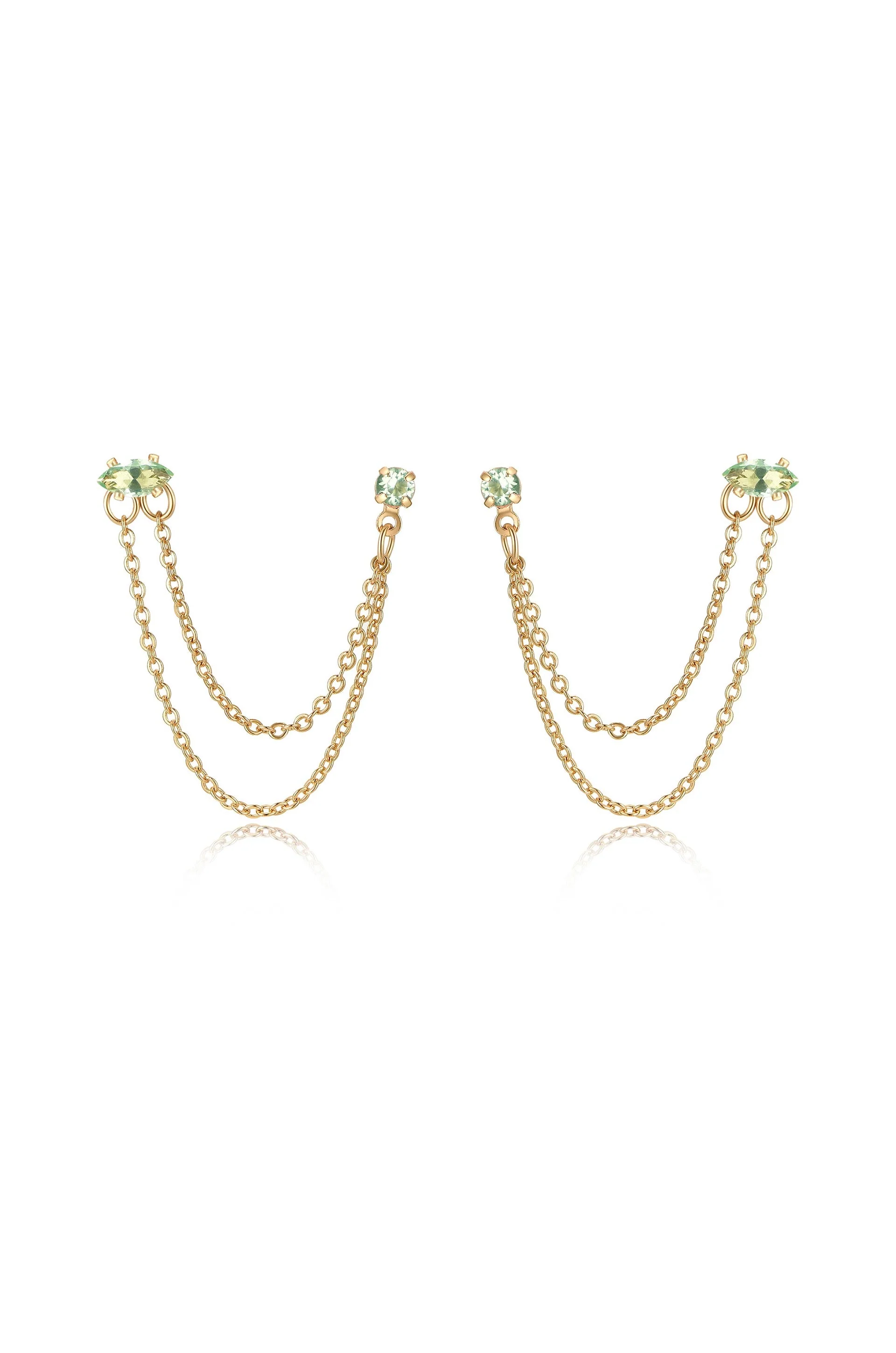 Double Piercing Chain Dangle Earrings - Image 14