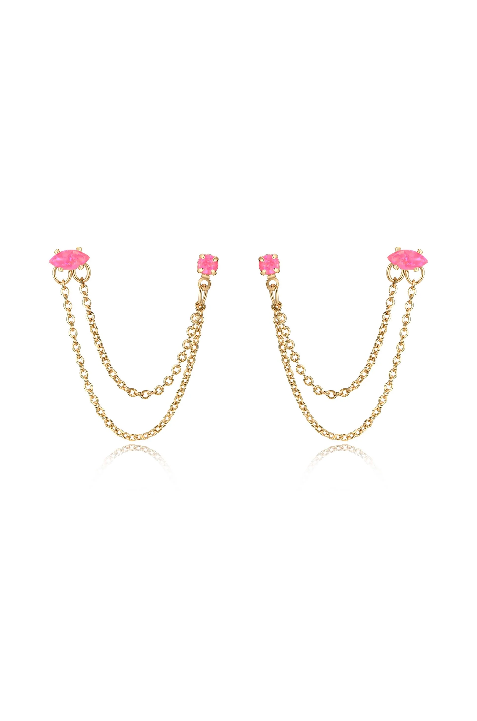 Double Piercing Chain Dangle Earrings - Image 16