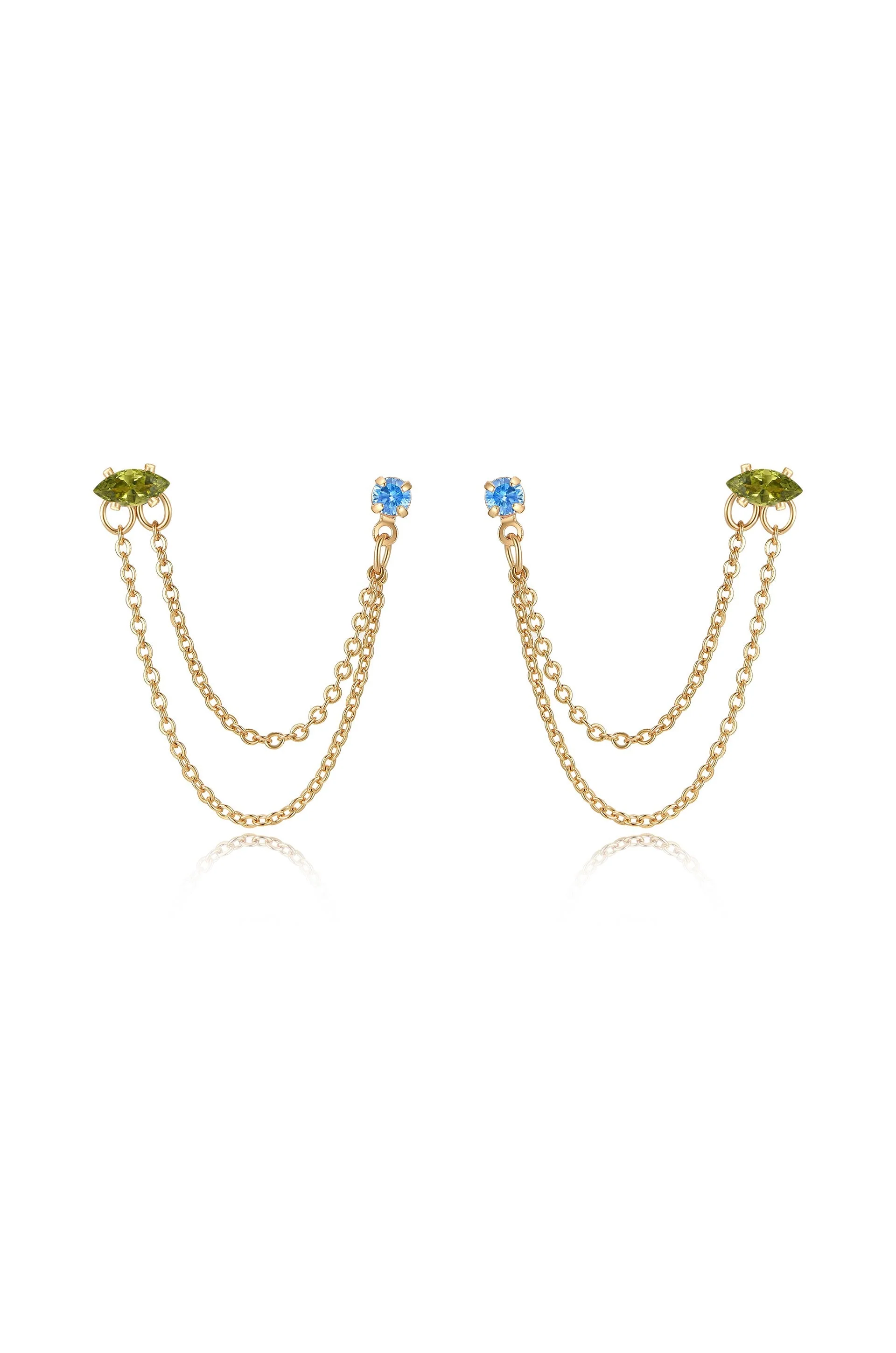 Double Piercing Chain Dangle Earrings - Image 18