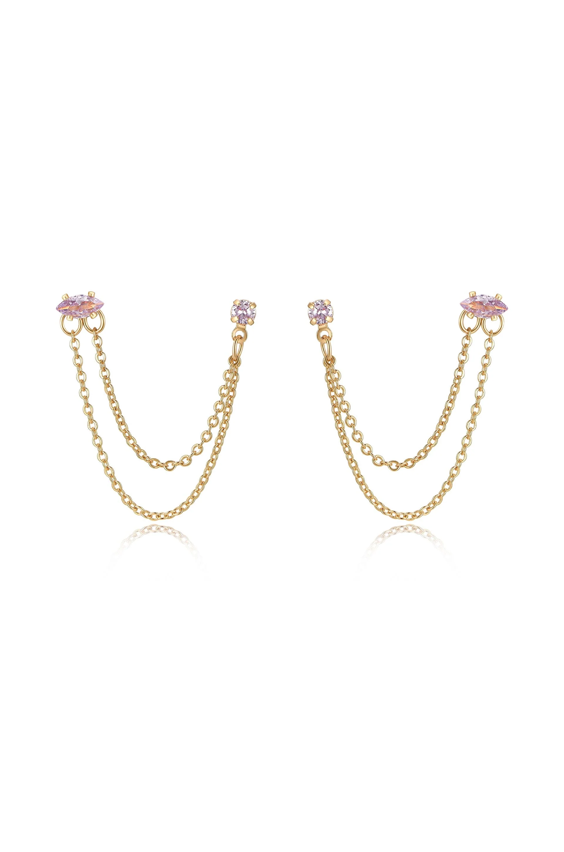 Double Piercing Chain Dangle Earrings - Image 19