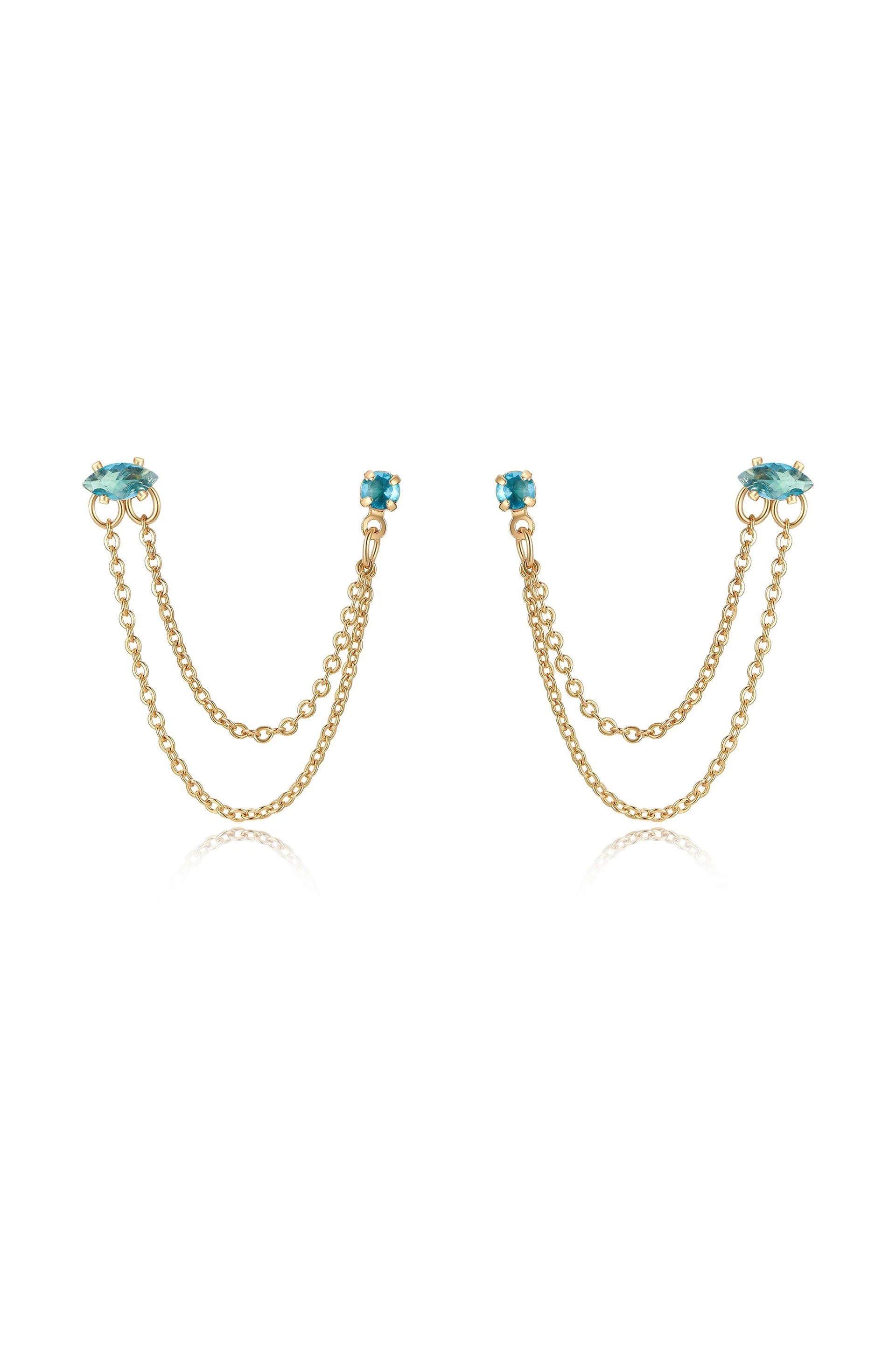 Double Piercing Chain Dangle Earrings - Image 20