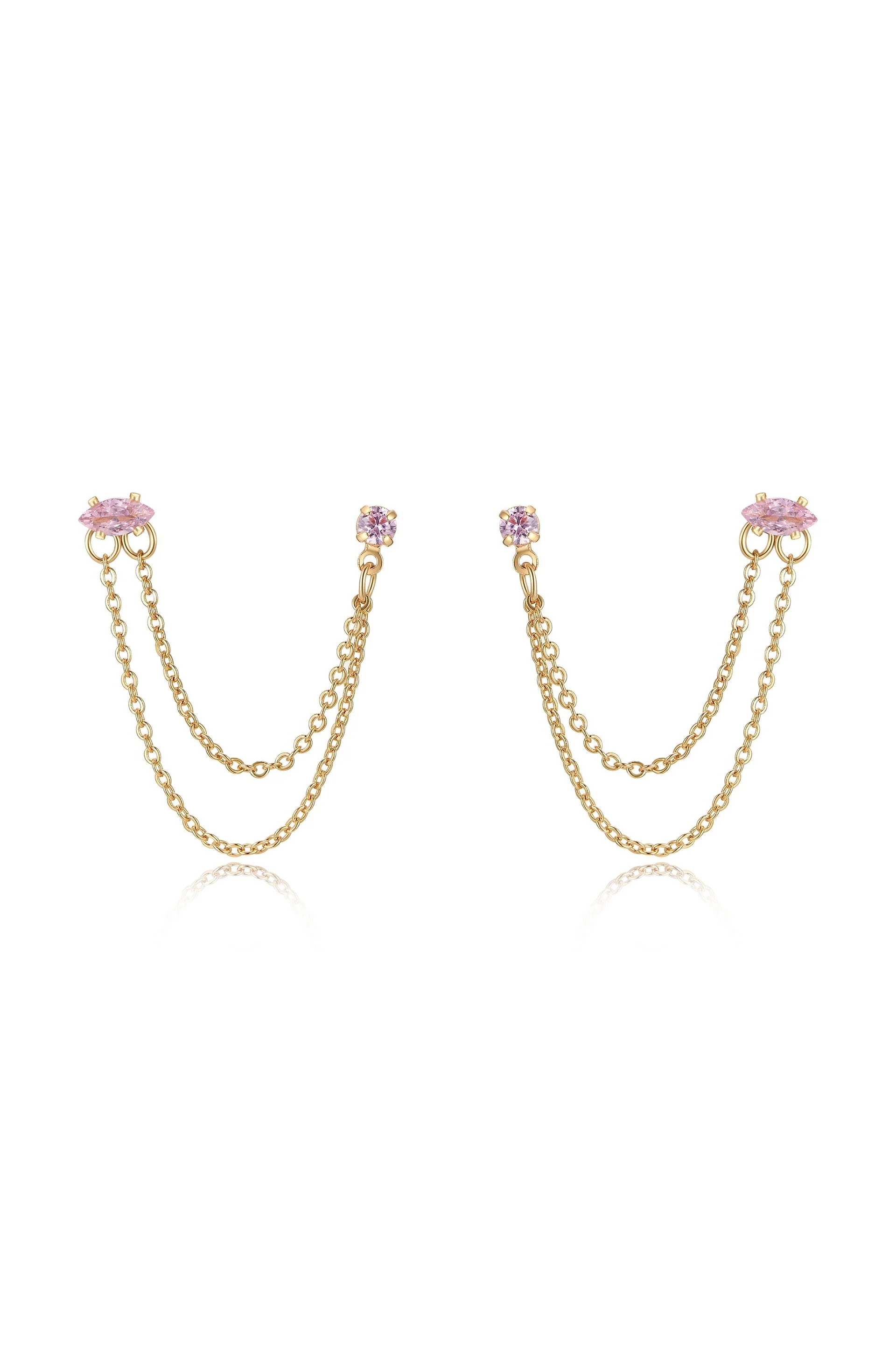 Double Piercing Chain Dangle Earrings - Image 21