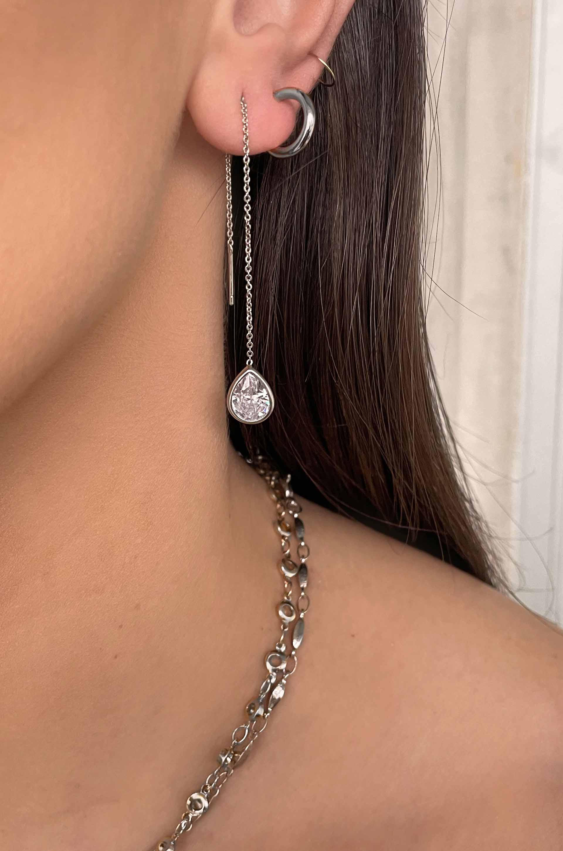 Barely There Chain and Crystal Dangle Earrings - Image 5