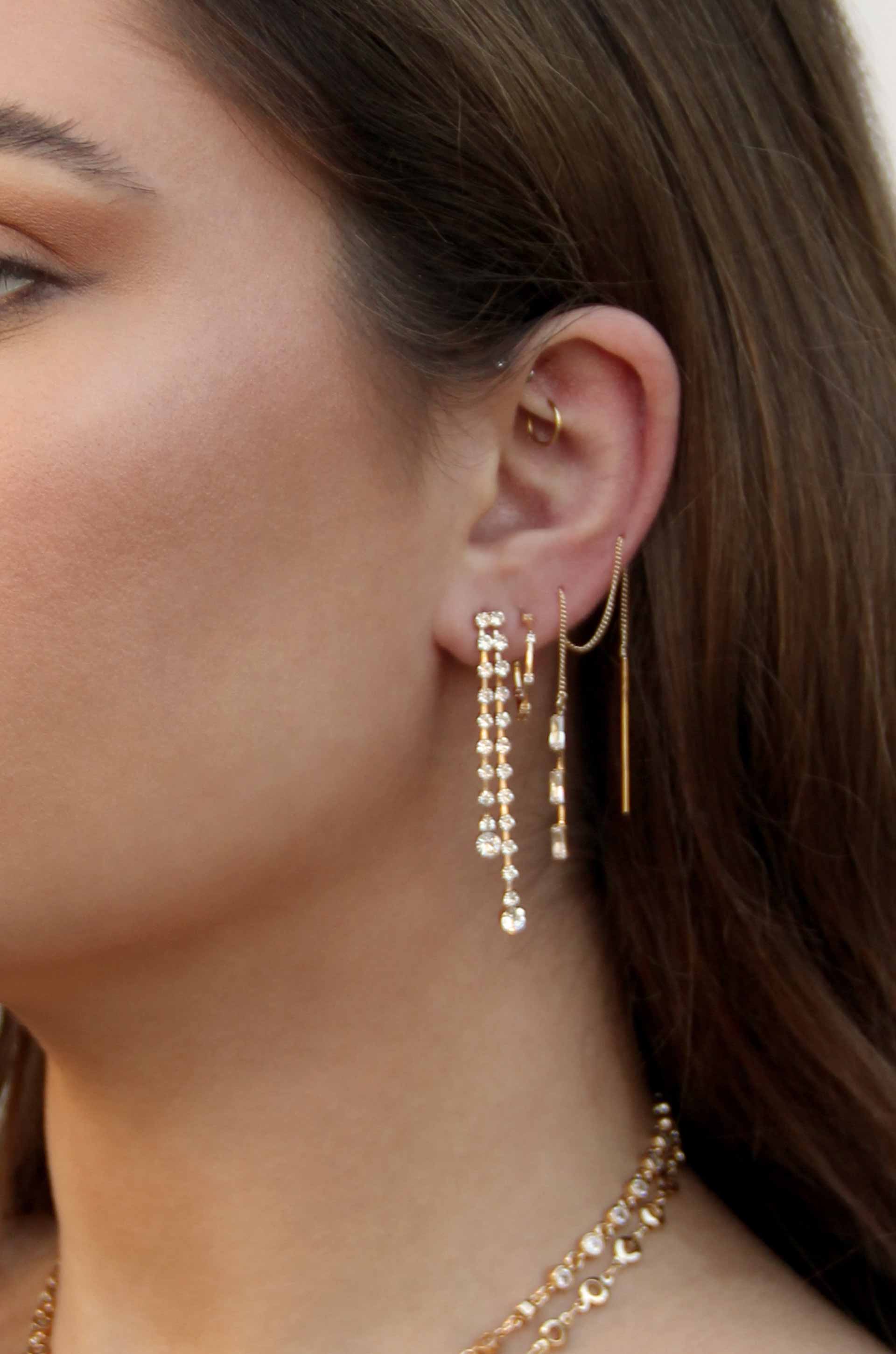 Crystal Baguette Threader Earrings - Image 2