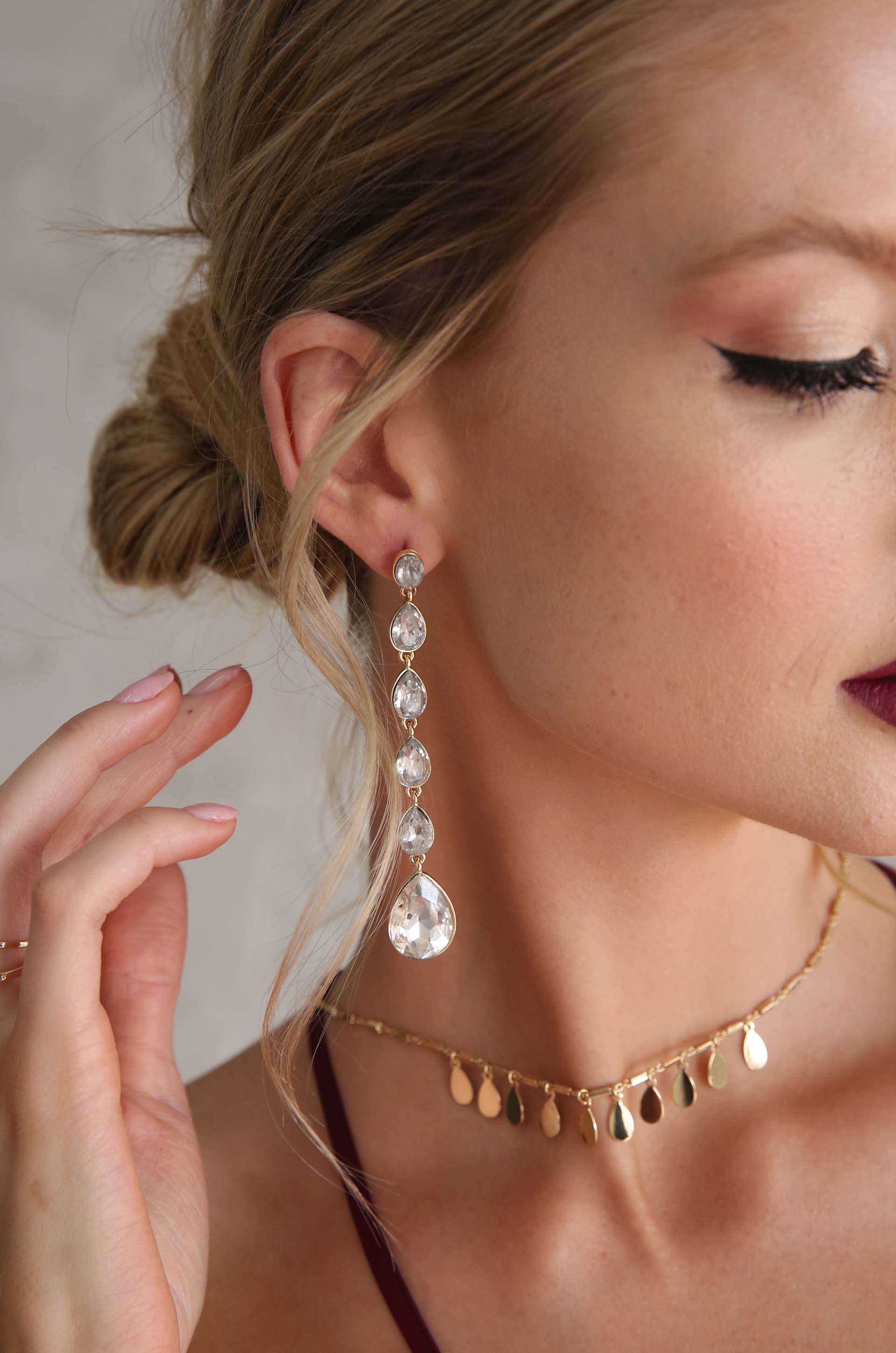 Crystallized Drop Earrings - Image 2