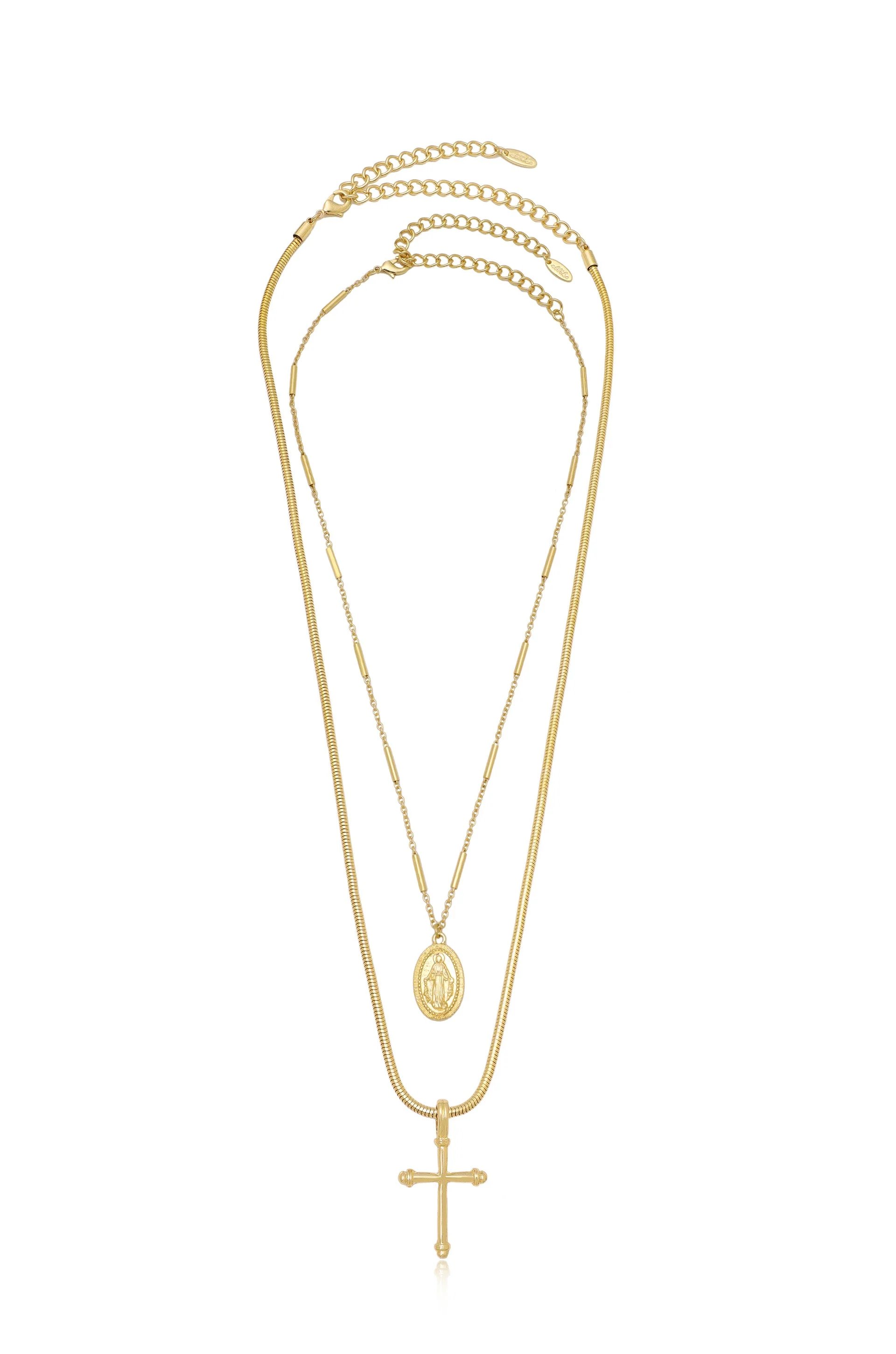 Like a Prayer Layered Cross and Coin Necklace - Image 3