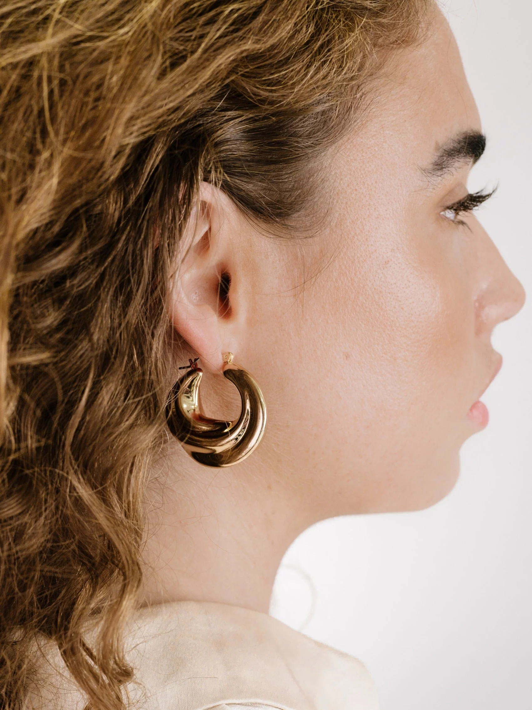 Crescent Swirl Hoop Earrings - Image 5