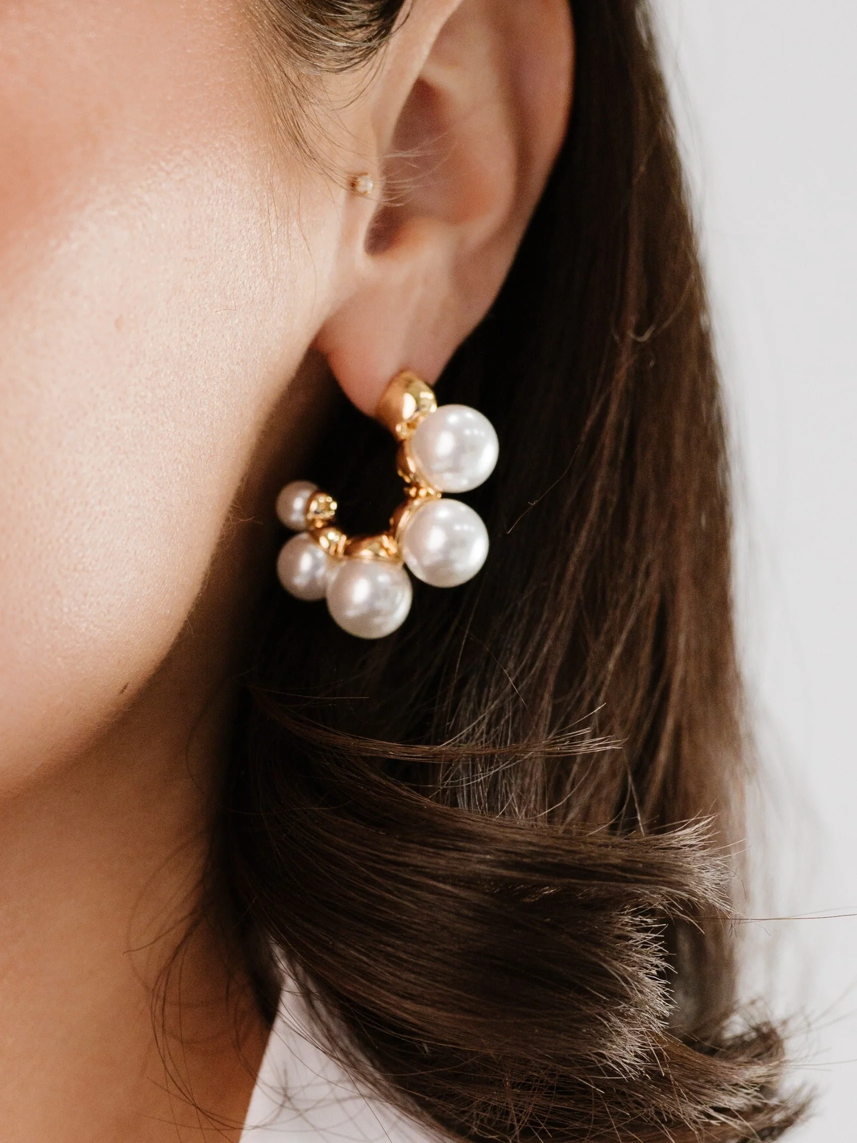 Five Pearls Hoop Earrings - Image 2