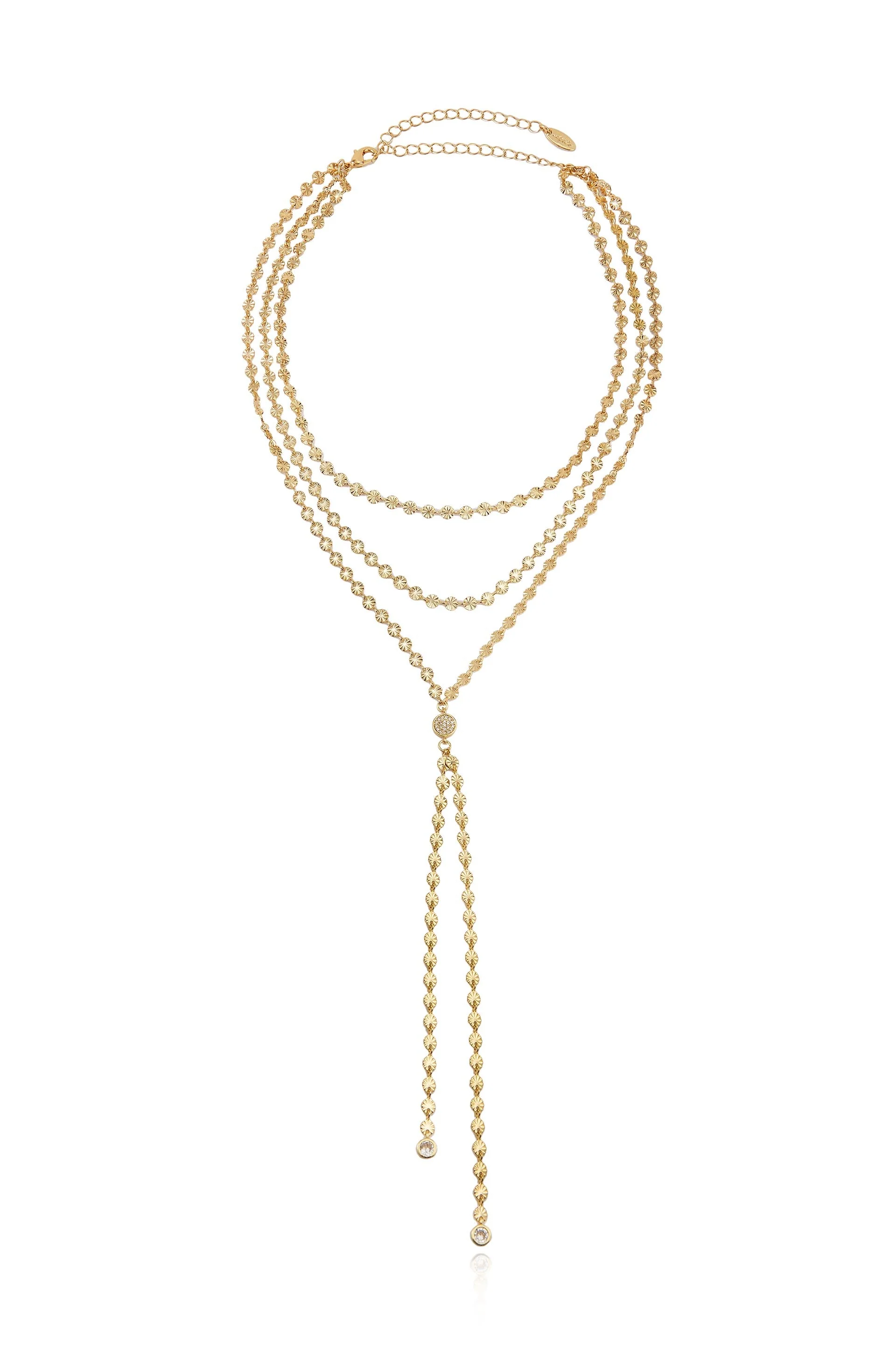 Royal Layered Chain Lariat Necklace - Image 3