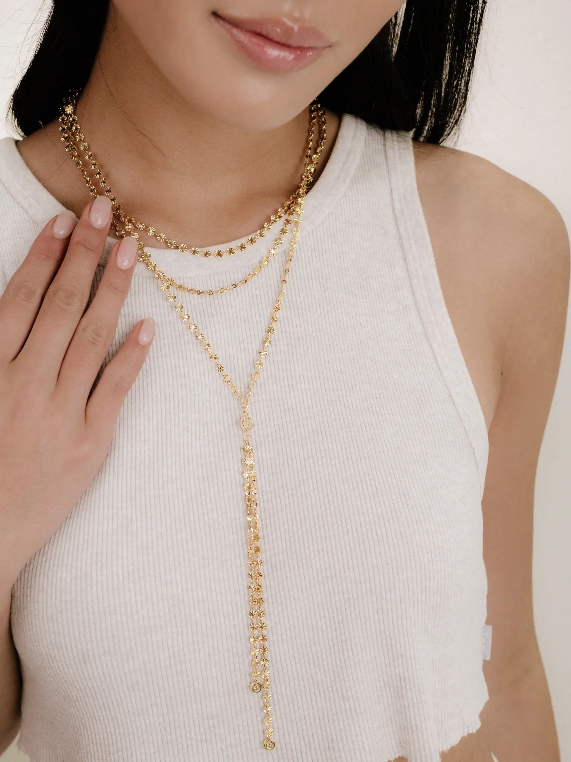 Royal Layered Chain Lariat Necklace - Image 4
