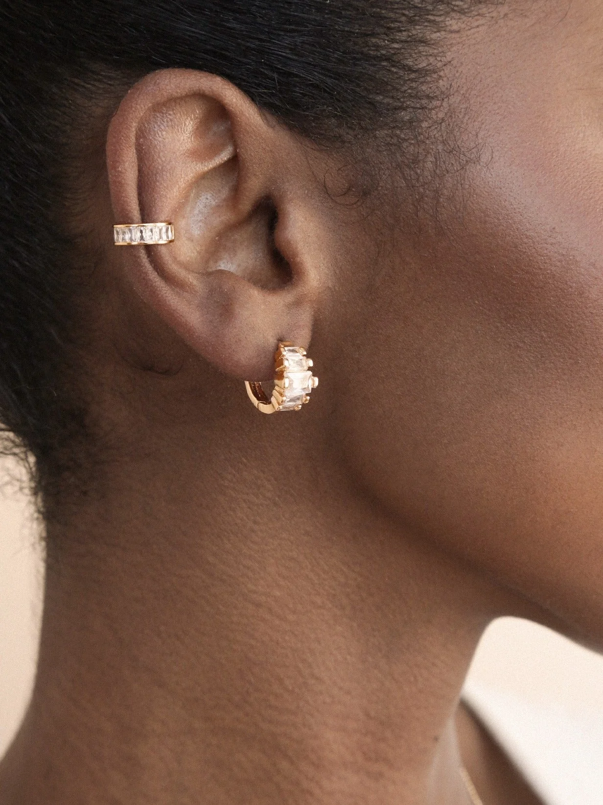Diamond Shine Mini Hoop Earrings - Image 2