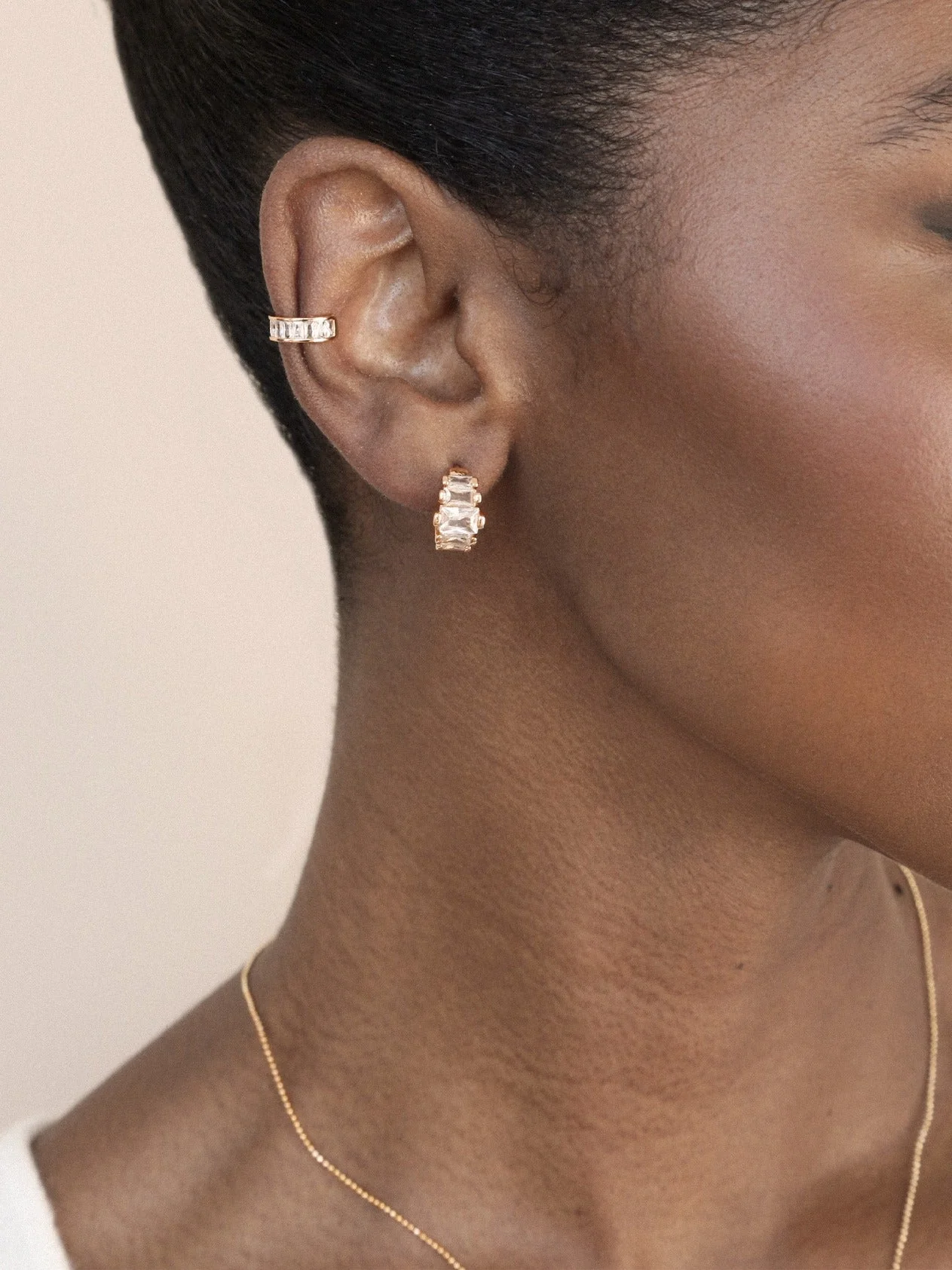 Diamond Shine Mini Hoop Earrings - Image 4