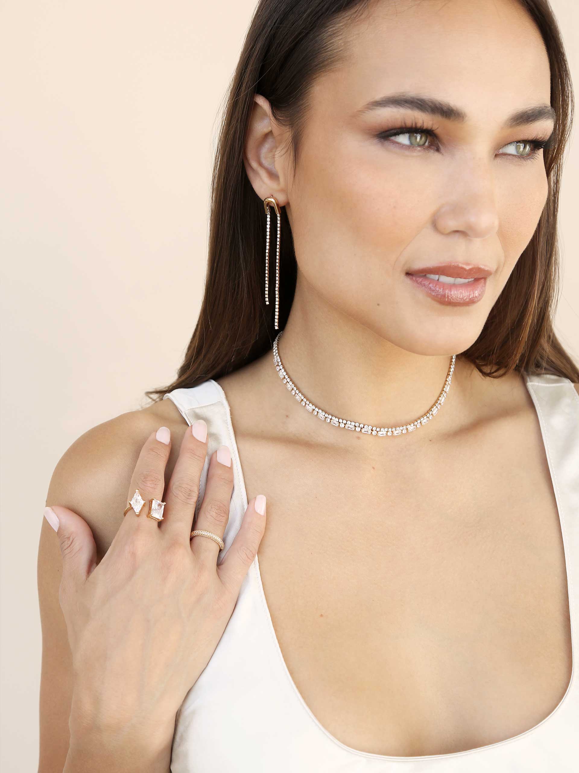 Double Chain Drop Earrings - Image 5
