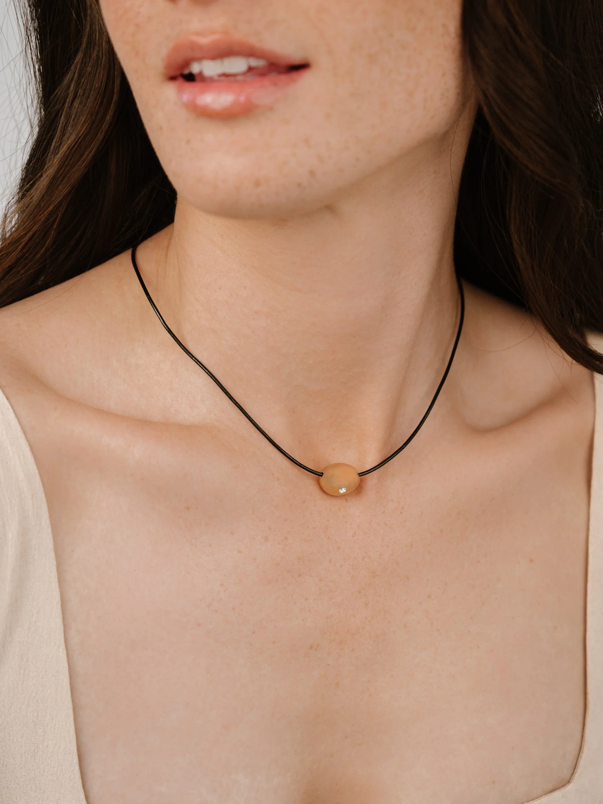 Polished Pebble Leather Pendant Necklace - Image 11