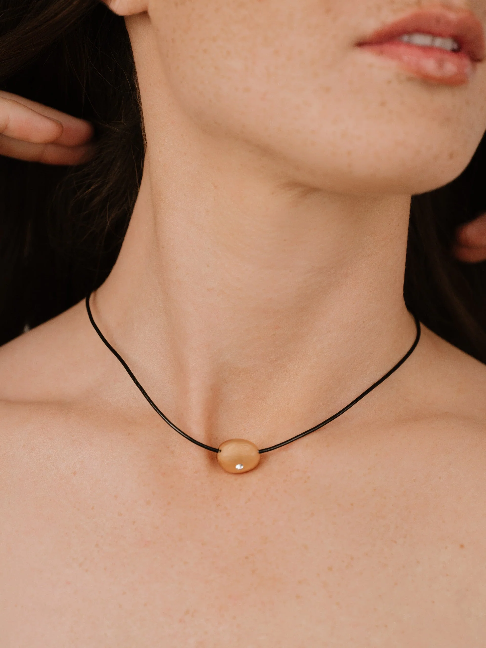 Polished Pebble Leather Pendant Necklace - Image 15