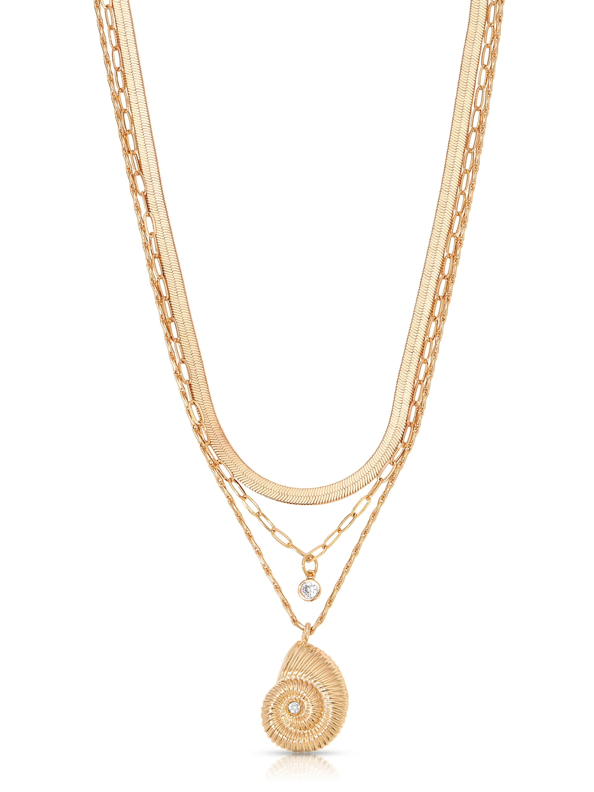 Nautilus Shell Pendant Layered Necklace